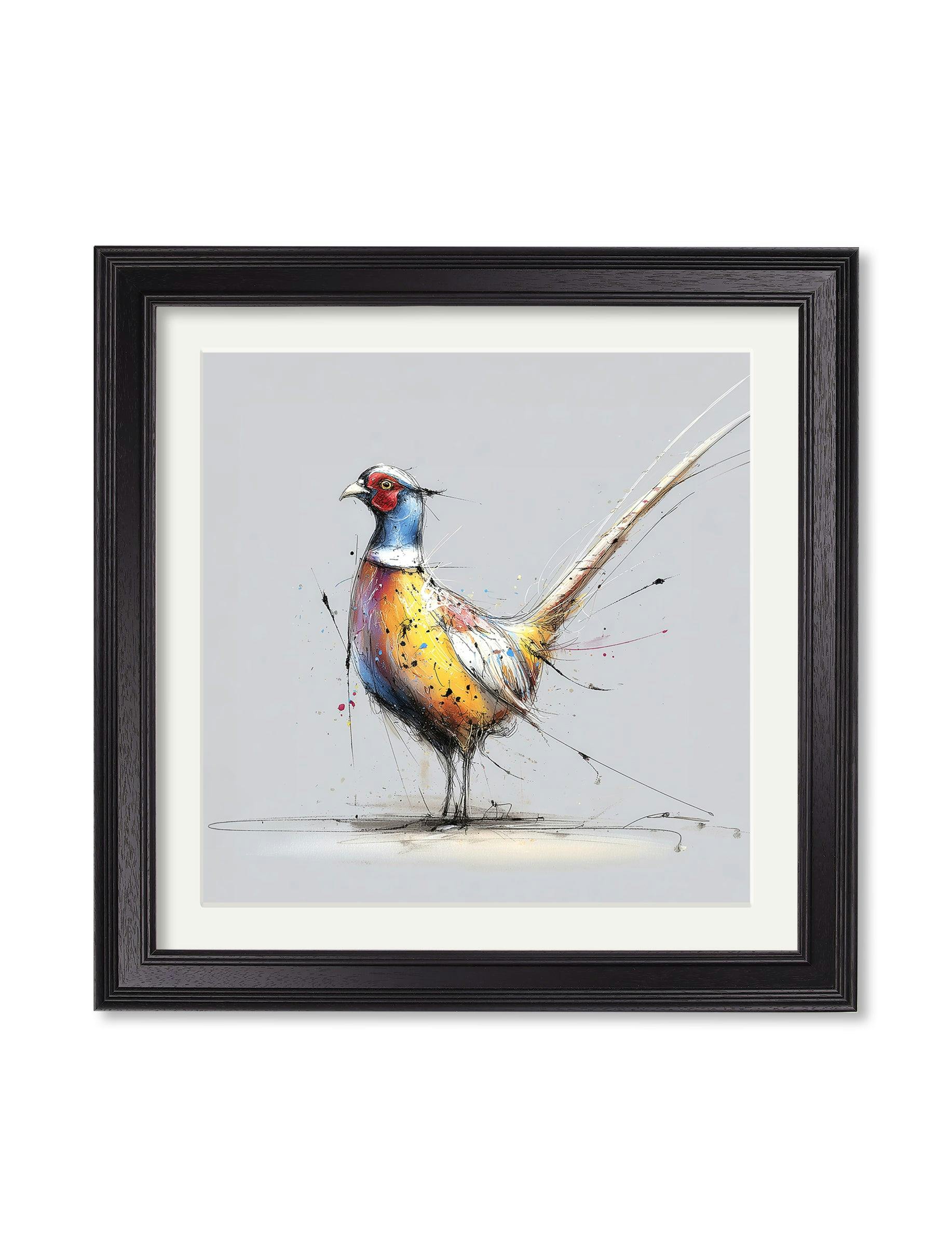 Rackhams Black Plump Pheasant Cosy Sketch - Hurstwood Square Frame - Plump Pheasant Cosy Sketch - 70 X 70Cm