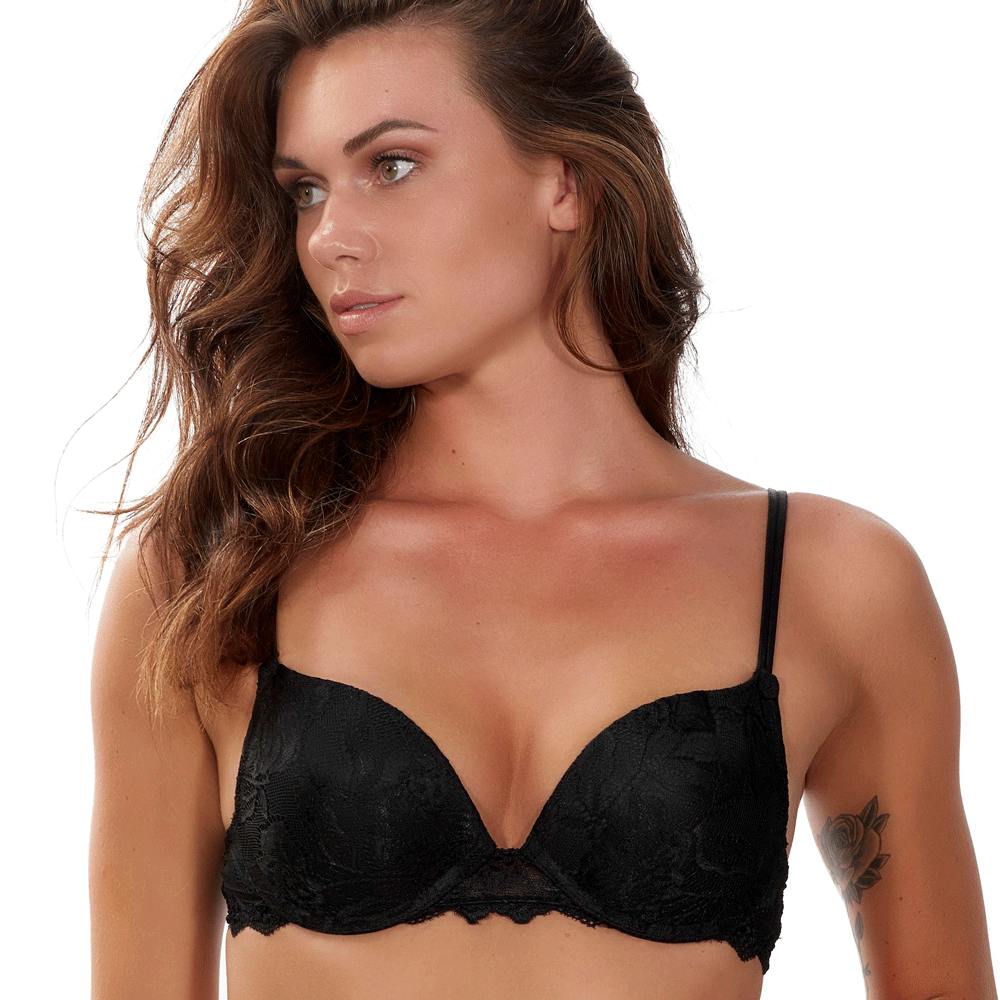 After Eden Black Anna Lace Single Boost Underwired Gel Bra 10.08.5165 Cd - 34Dd