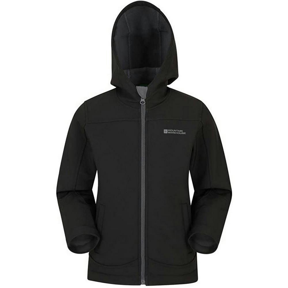 Mountain Warehouse Black Childrens/Kids Exodus Water Resistant Soft Shell Jacket - 3-4 Years - 95% Polyester/5% Elastane