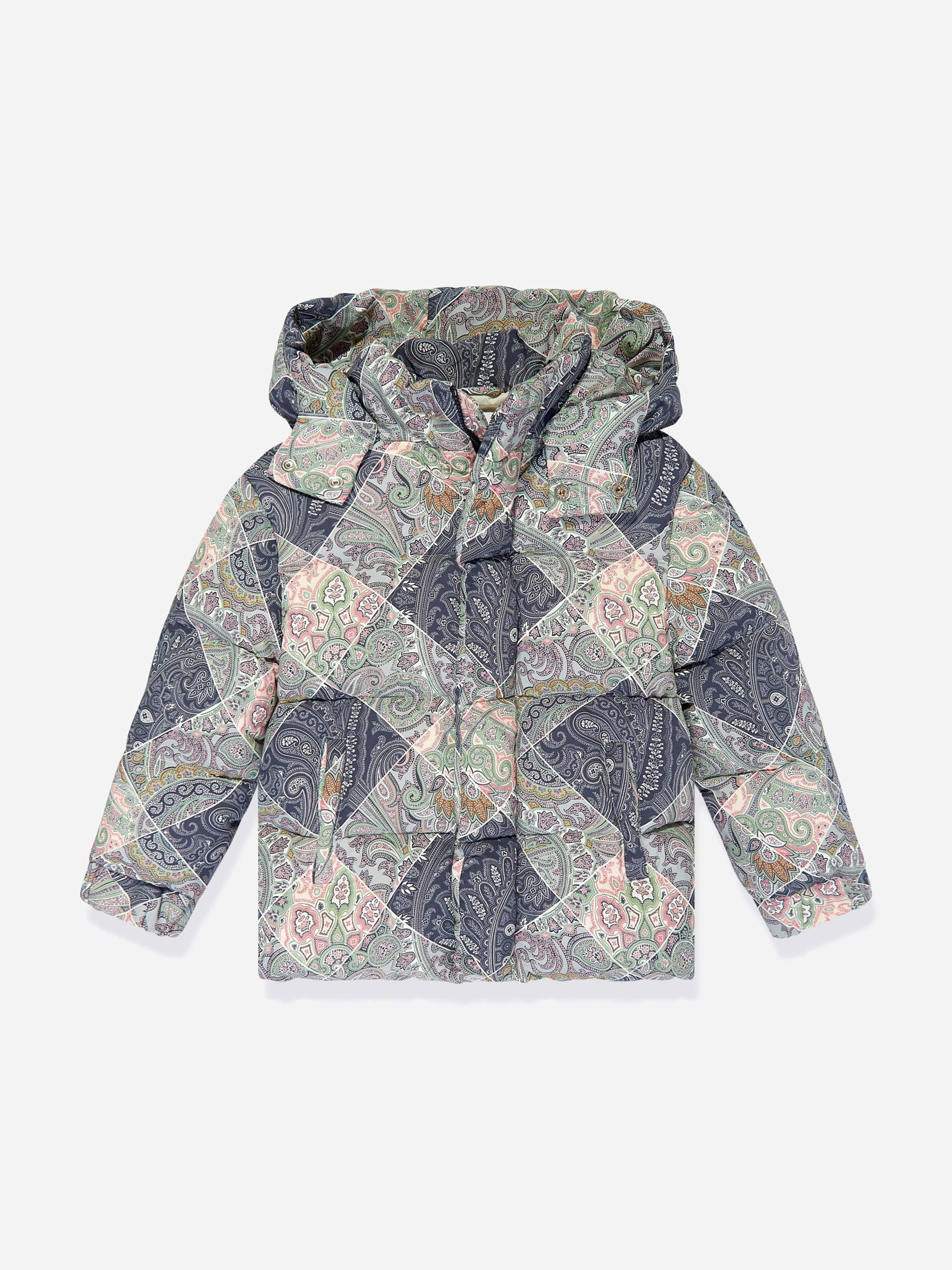 Etro Unisex Kids Blue Kids Paisley Puffer Jacket In - 16 Yrs