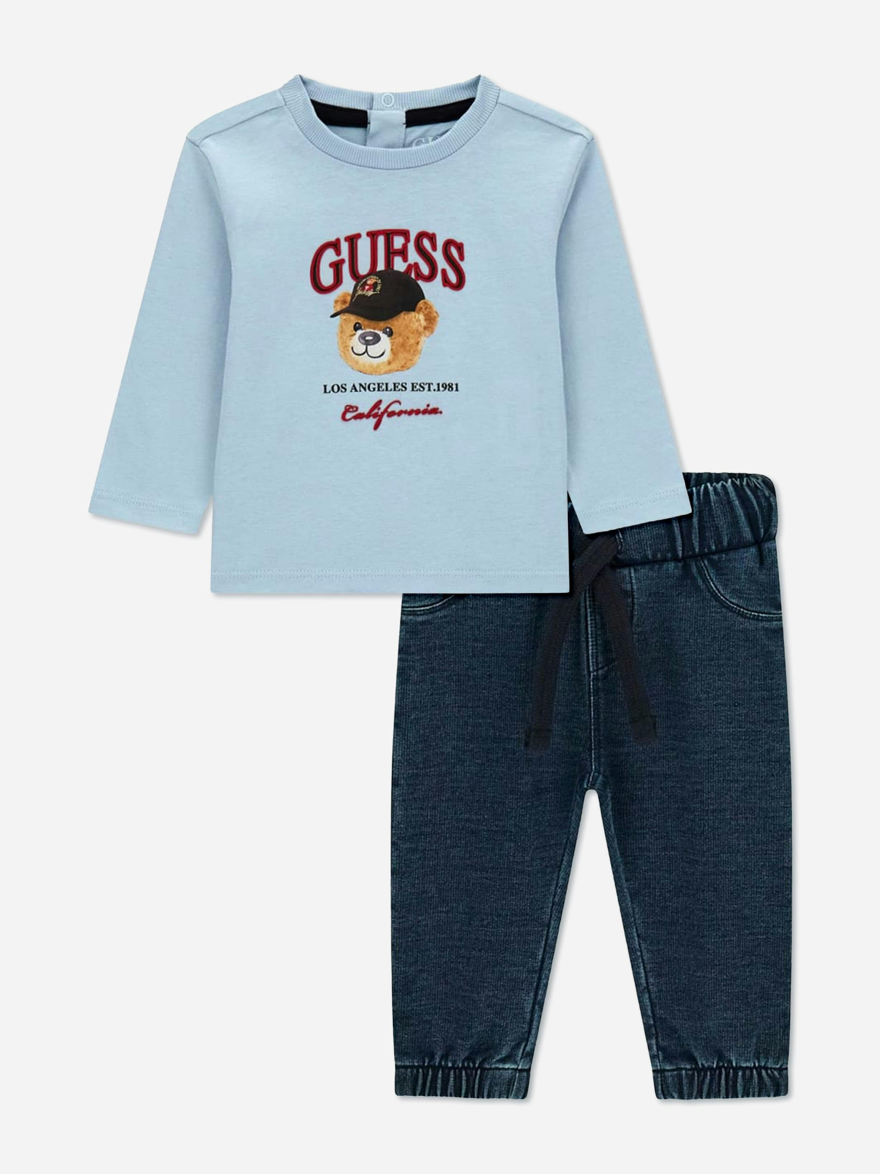Guess Men's Blue Baby Boys Denim Pants Set In - 6 9 Mths