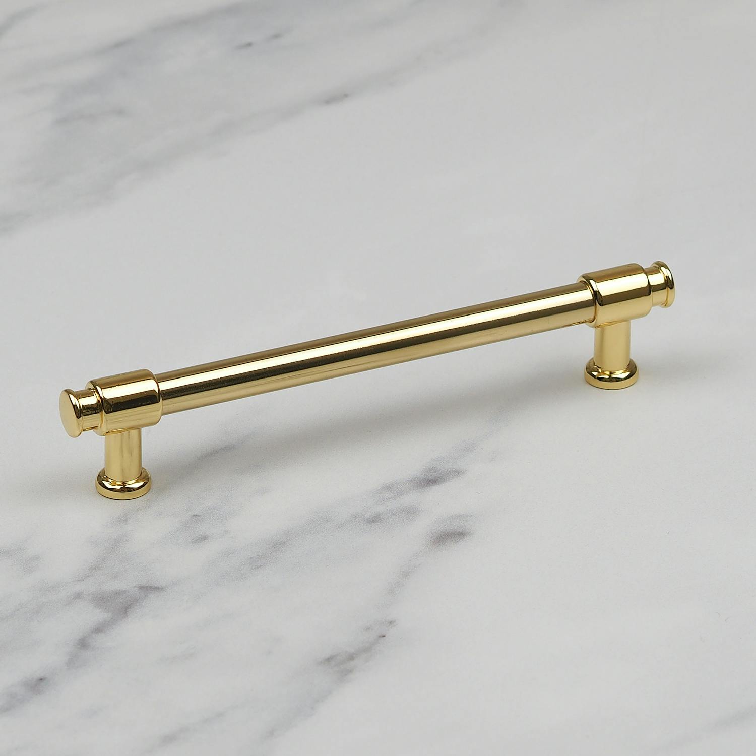 Handle & Home Gold Polished Brass Clasp Detail T-Bar Handles - 128Mm Handle