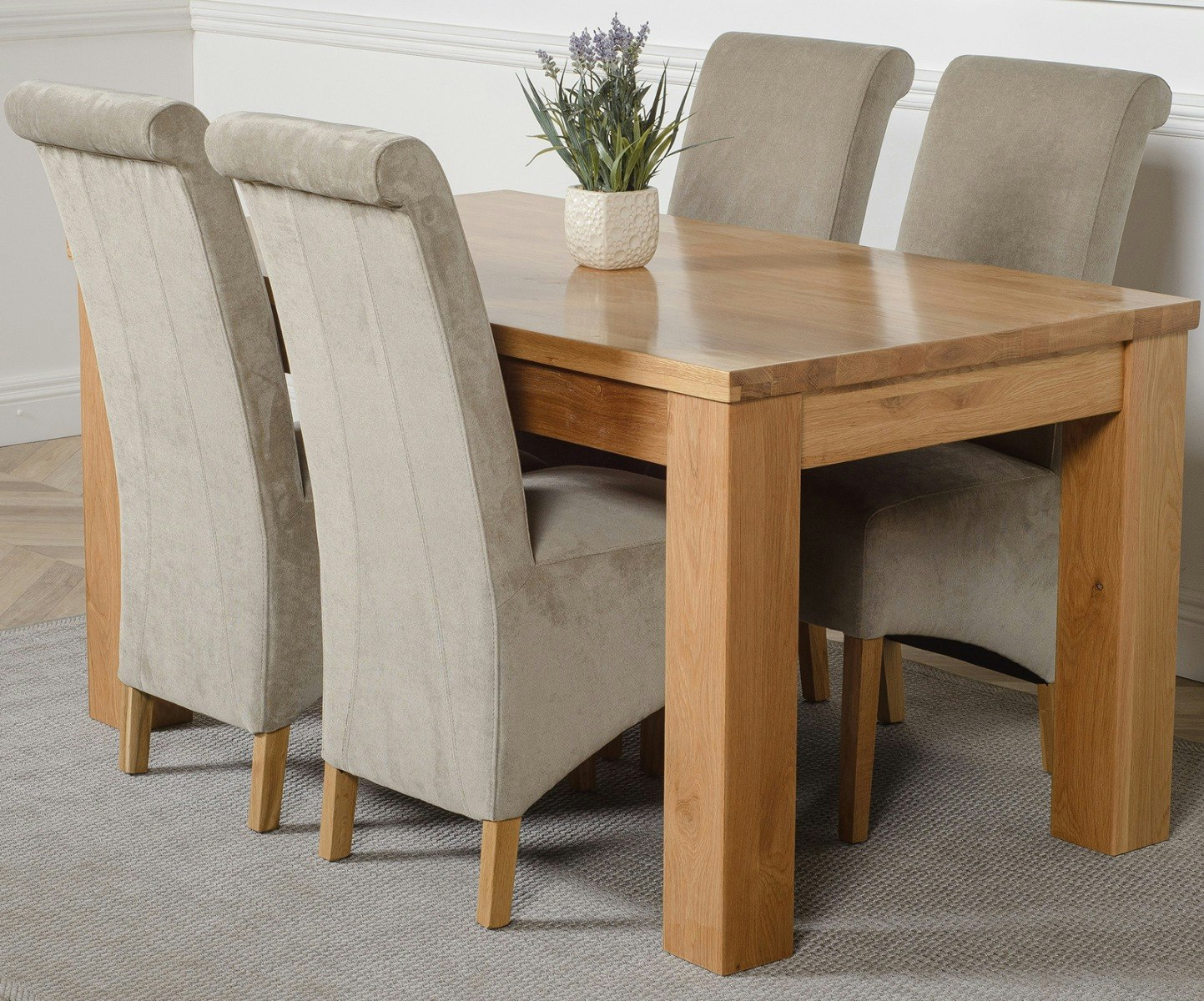 Rackhams Grey Dakota Oak Dining Table With Montana Fabric Chairs - 4 Chairs Medium
