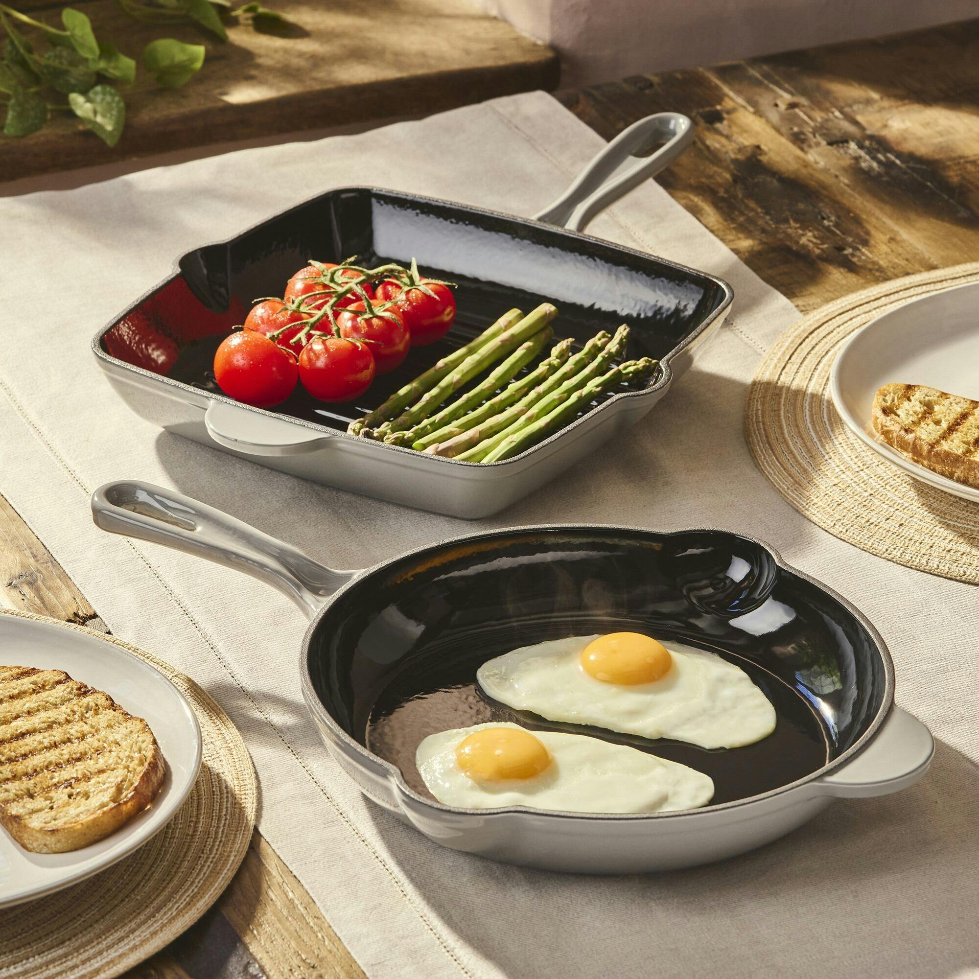Rackhams Grey Cook Professional Cast Iron Frying Pan & Skillet 2 Piece Set |