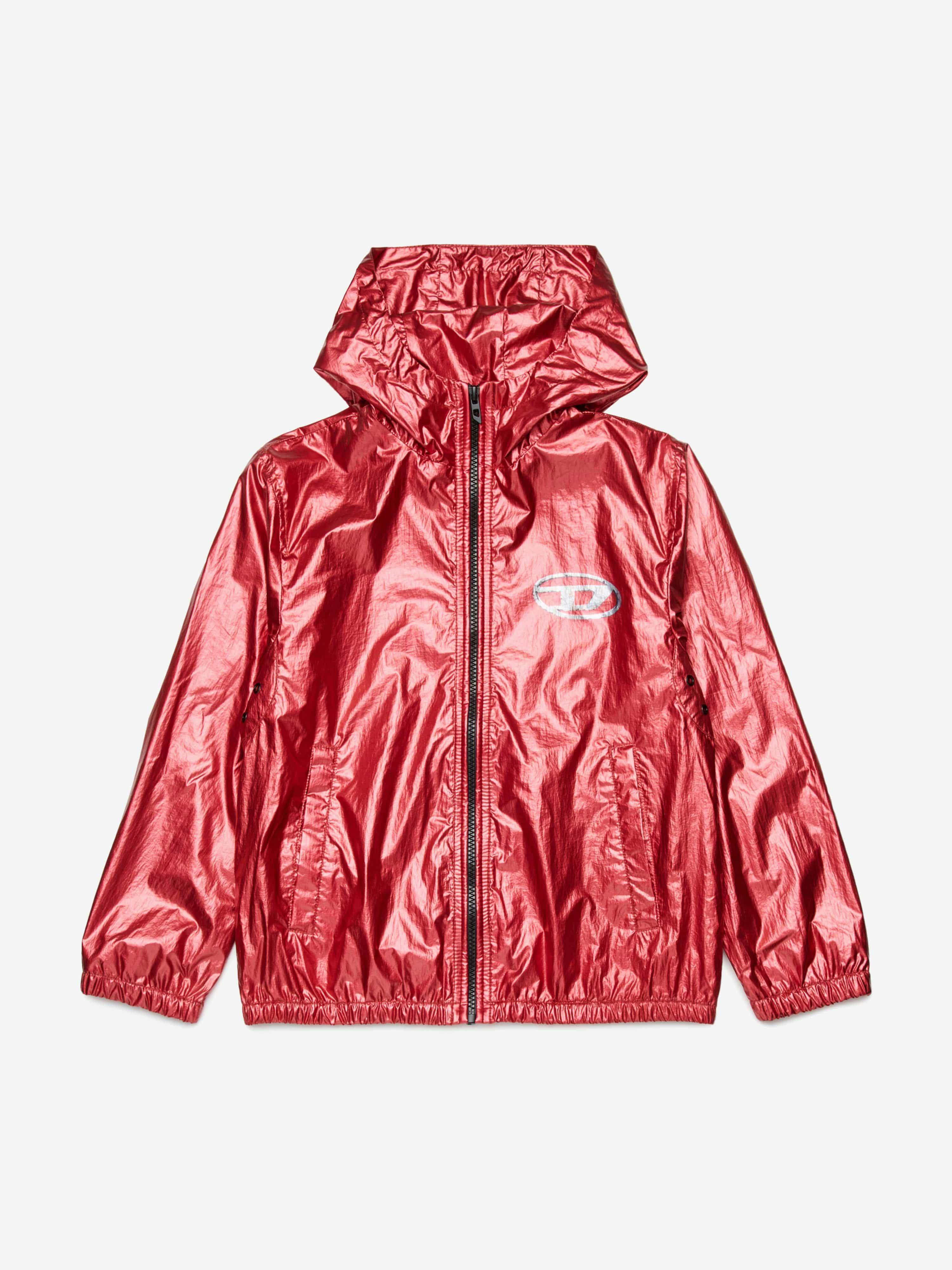 Diesel Boys Red Kids Metallic Effect Zip Up Jacket In - 6 Yrs