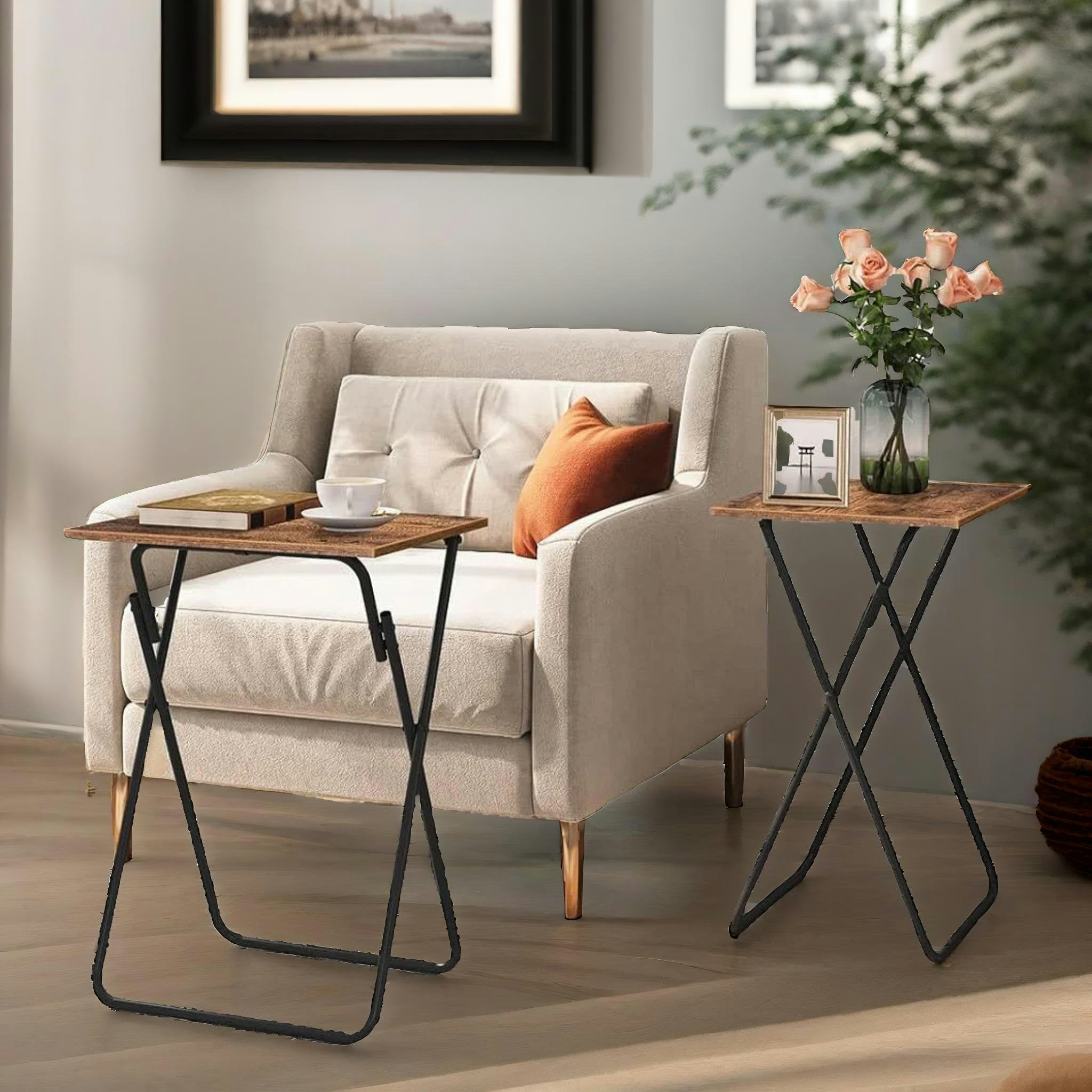 Rackhams Set Of 2 Folding Side Tables