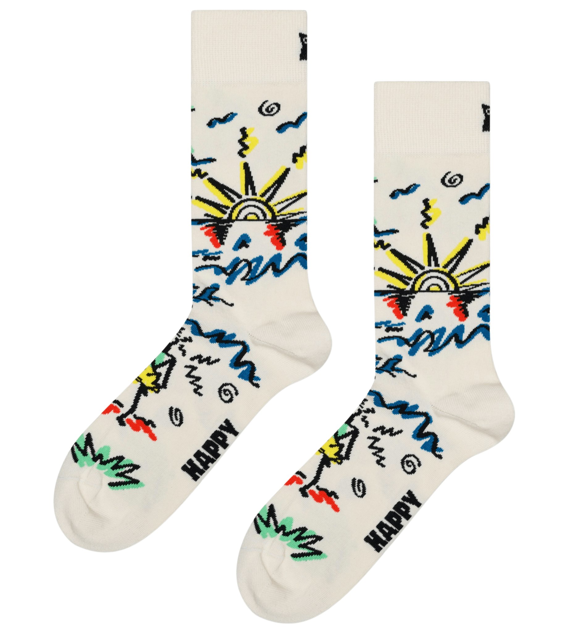 Happy Socks Women's White Surfer Socks, - Eur 41-46