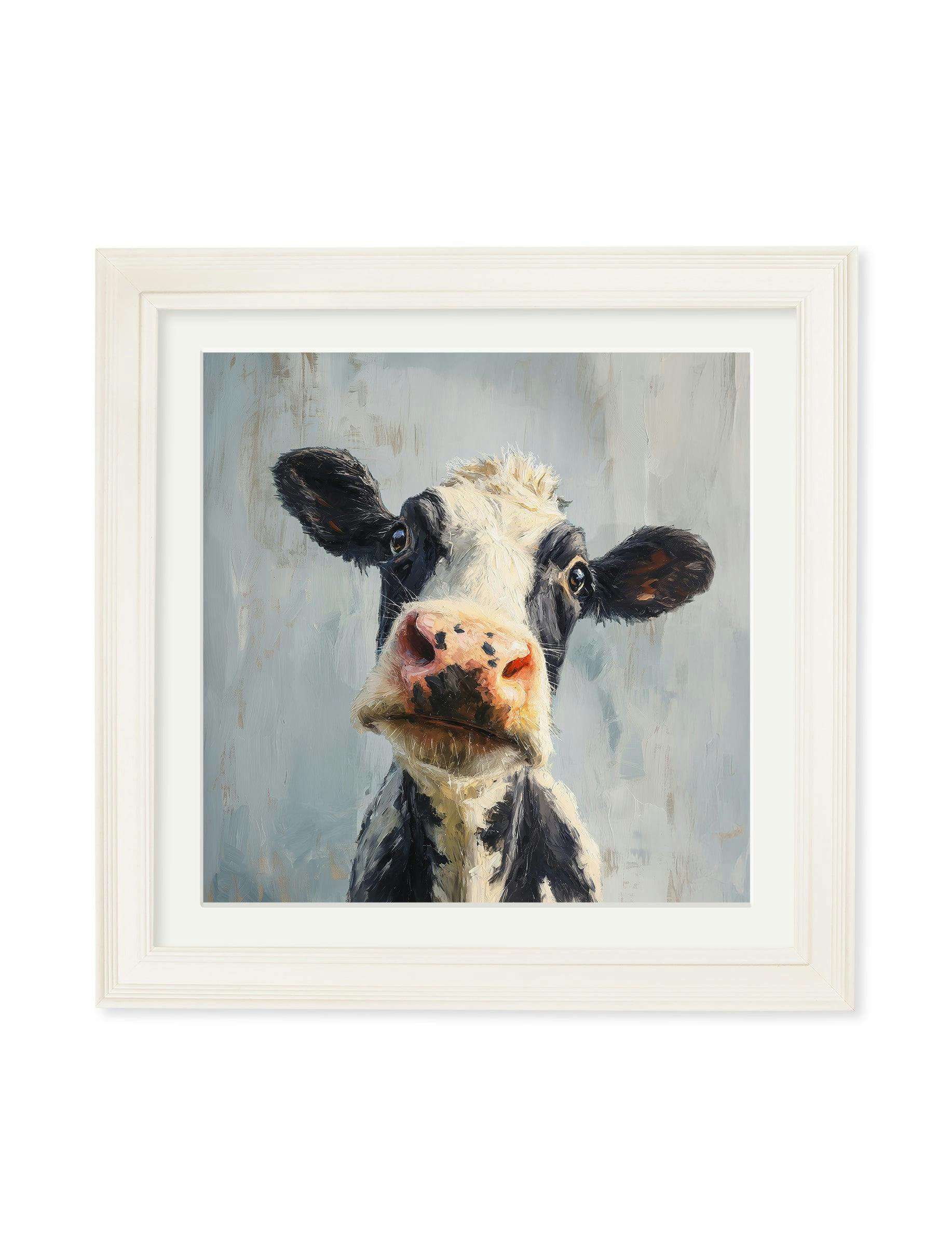 Exceptional Art Cream The Curious Cow - Hurstwood Square Frame - The Curious Cow - 96 X 96Cm