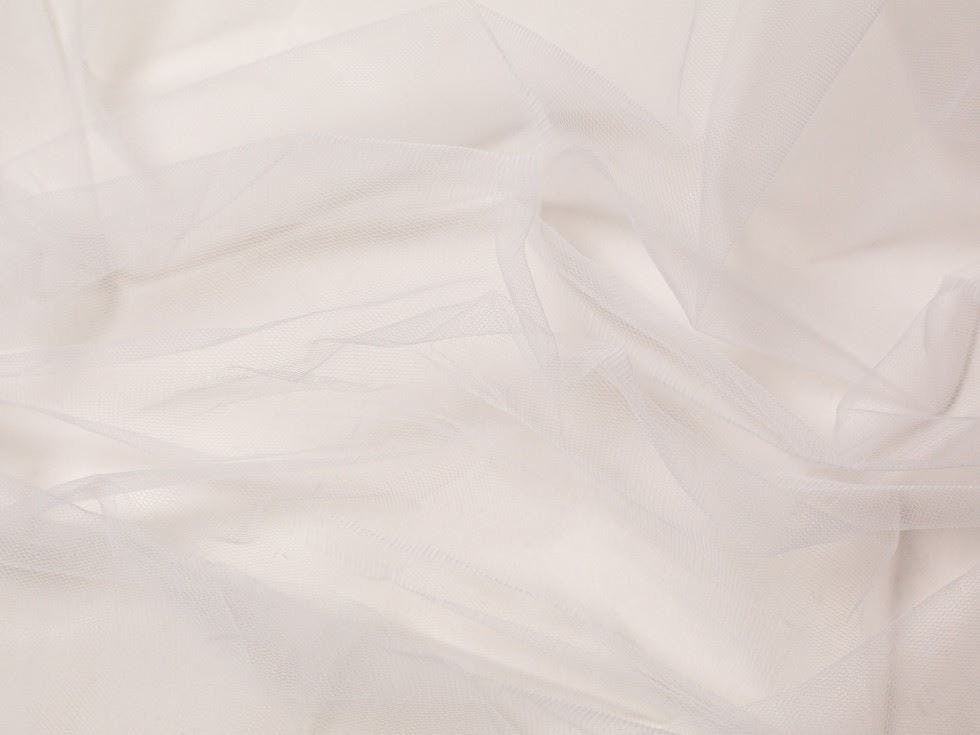 Minerva White Core Range Soft Veiling Tulle Fabric - Plain Design Dressmaking Fabric, 280 Cm / 111" Wide - Per Metre