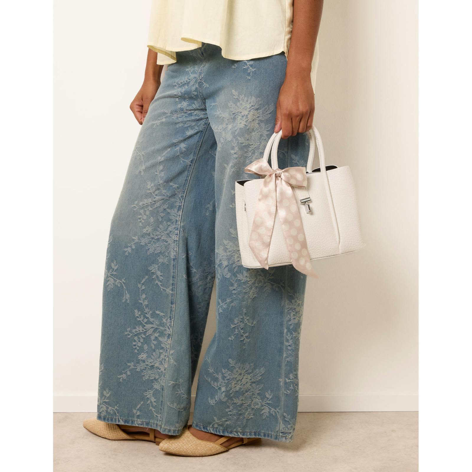 Blue Vanilla Blue/Cream Vanilla Scarf Top Handle Bag - One Size