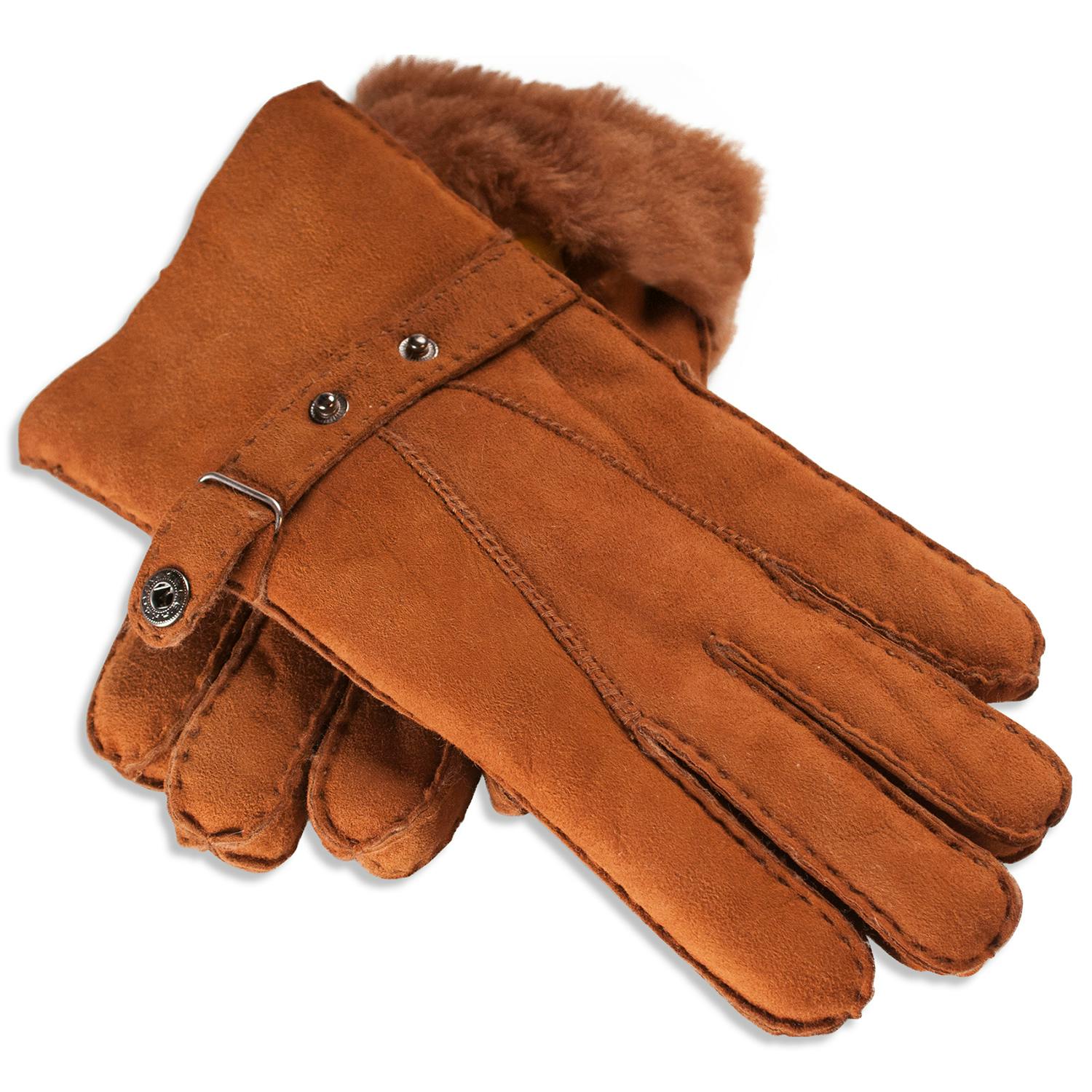 Nordvek Men's Sheepksin Gloves With Buckle Strap - S/M - 9 - Chestnut