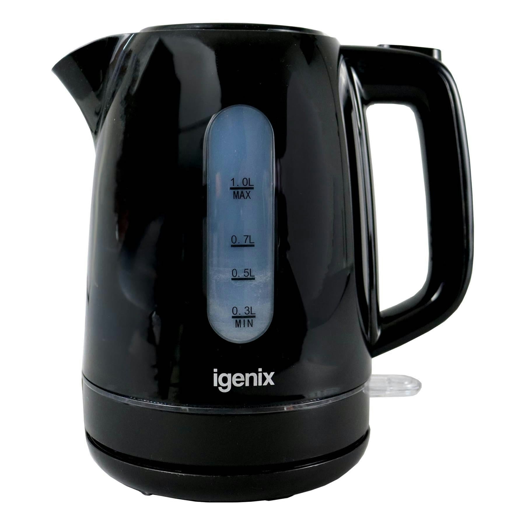 Igenix Black 1 Litre Cordless Jug Kettle, 2200W,