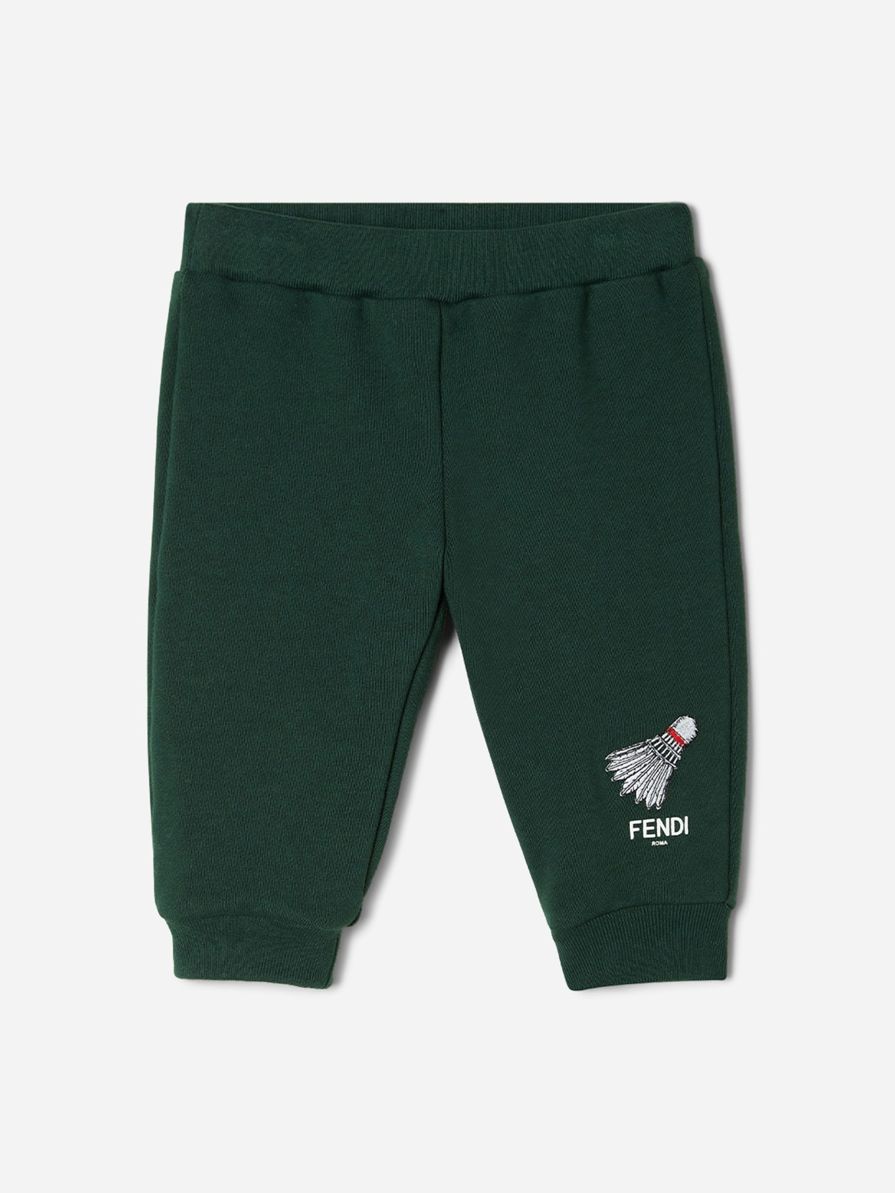 Fendi Kids Boys Green Fendi Baby Logo Joggers In - 18 Mths