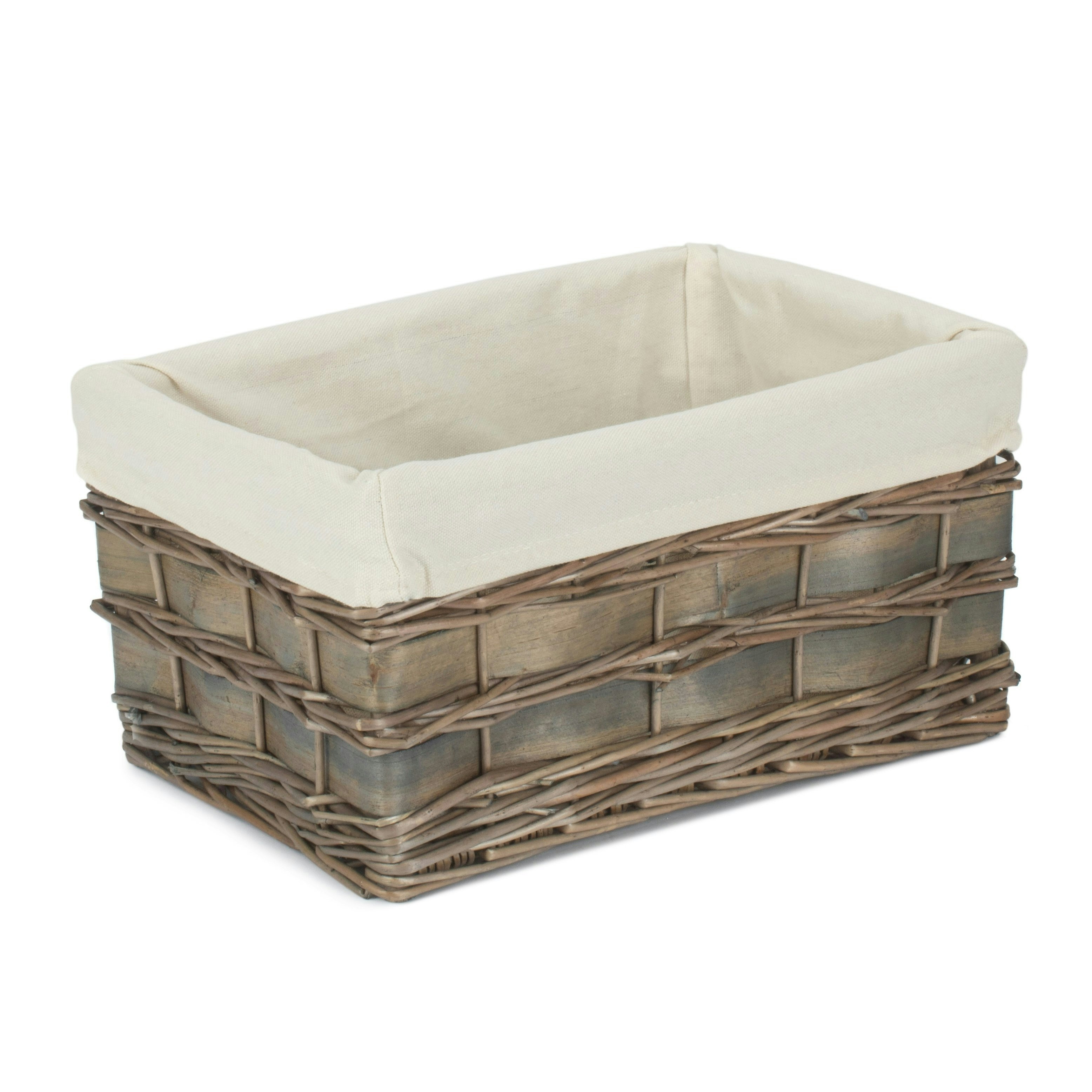 Red Hamper Red/Grey/White Hamper Scandi Storage Basket With Lining - Medium