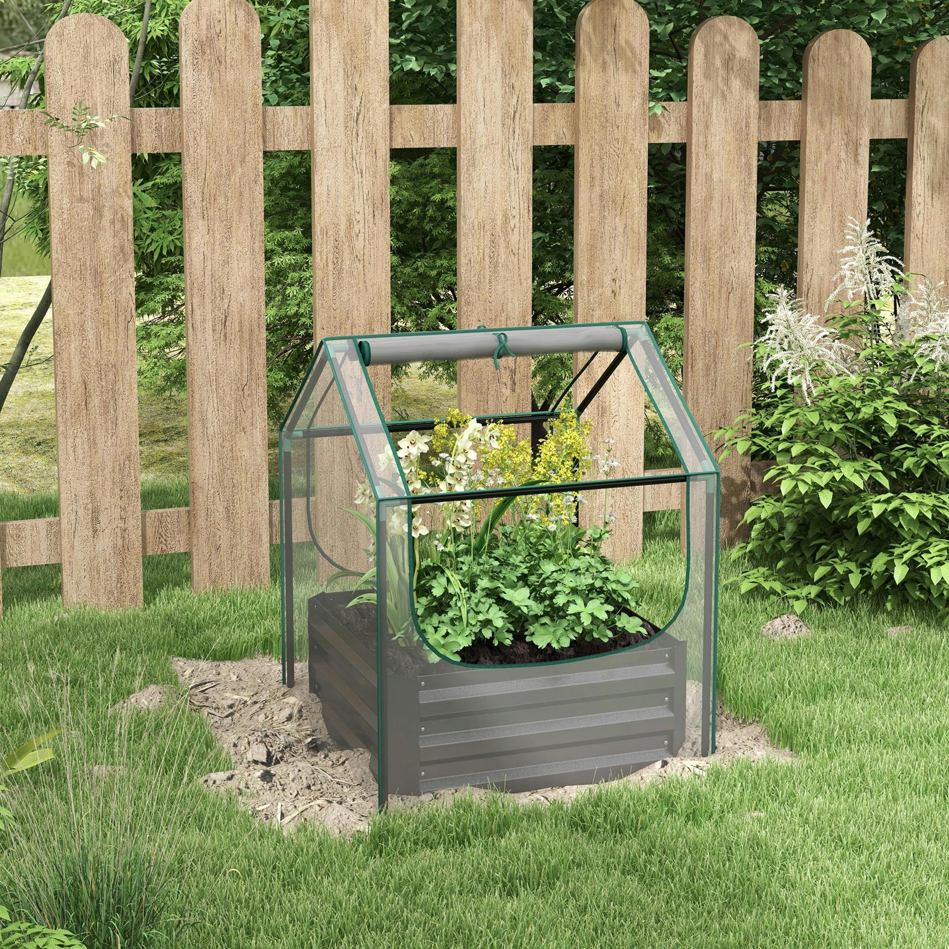 Rackhams Grey/Dark 61 X 61Cm Garden Planter Bed, With Cover - Clear, - Image 4