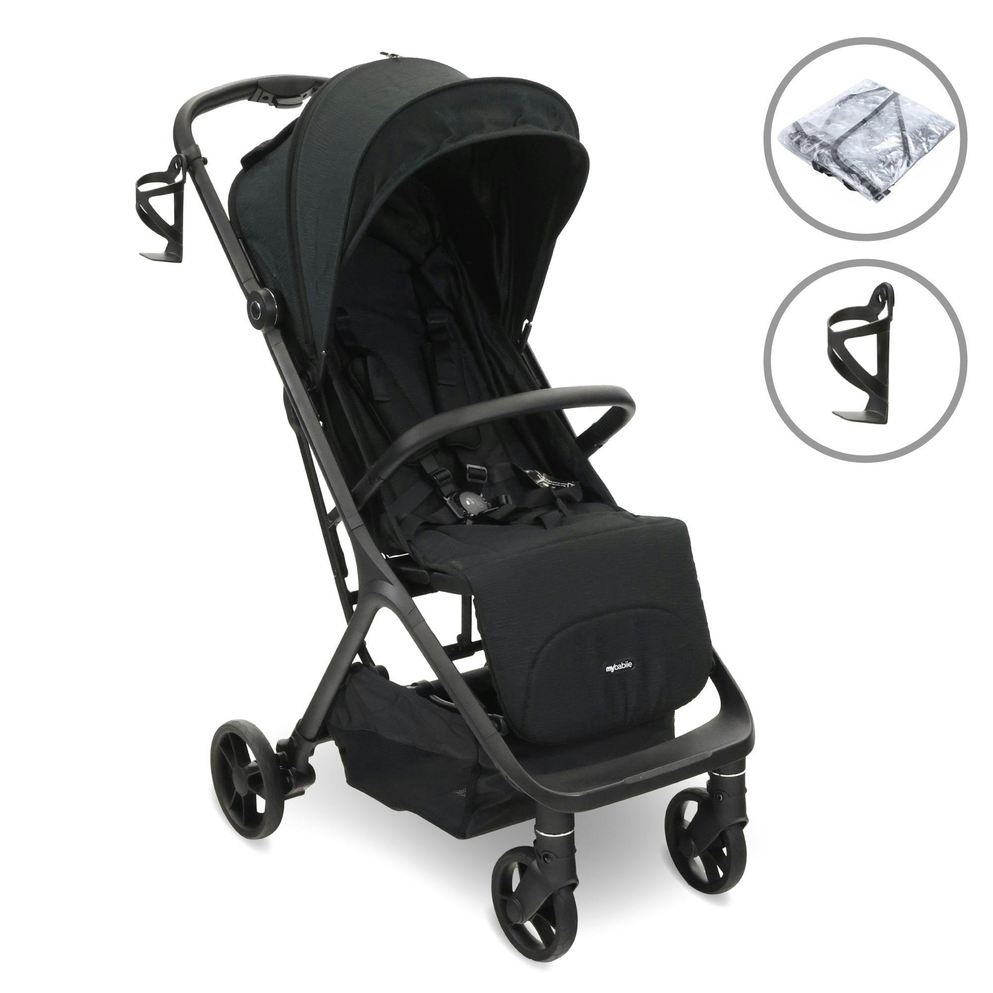 My Babiie Mbx7 Plus Auto-Fold Stroller - Black - Image 2