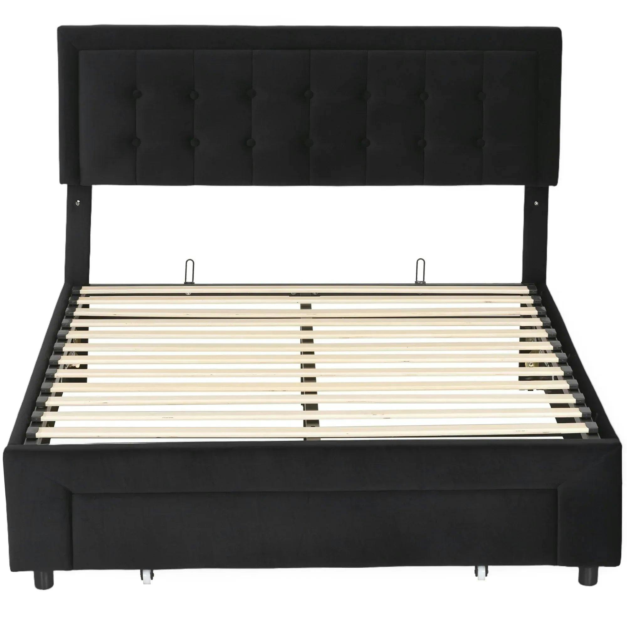 Rackhams Black Double Ottoman Bed Frame, With Front Drawer