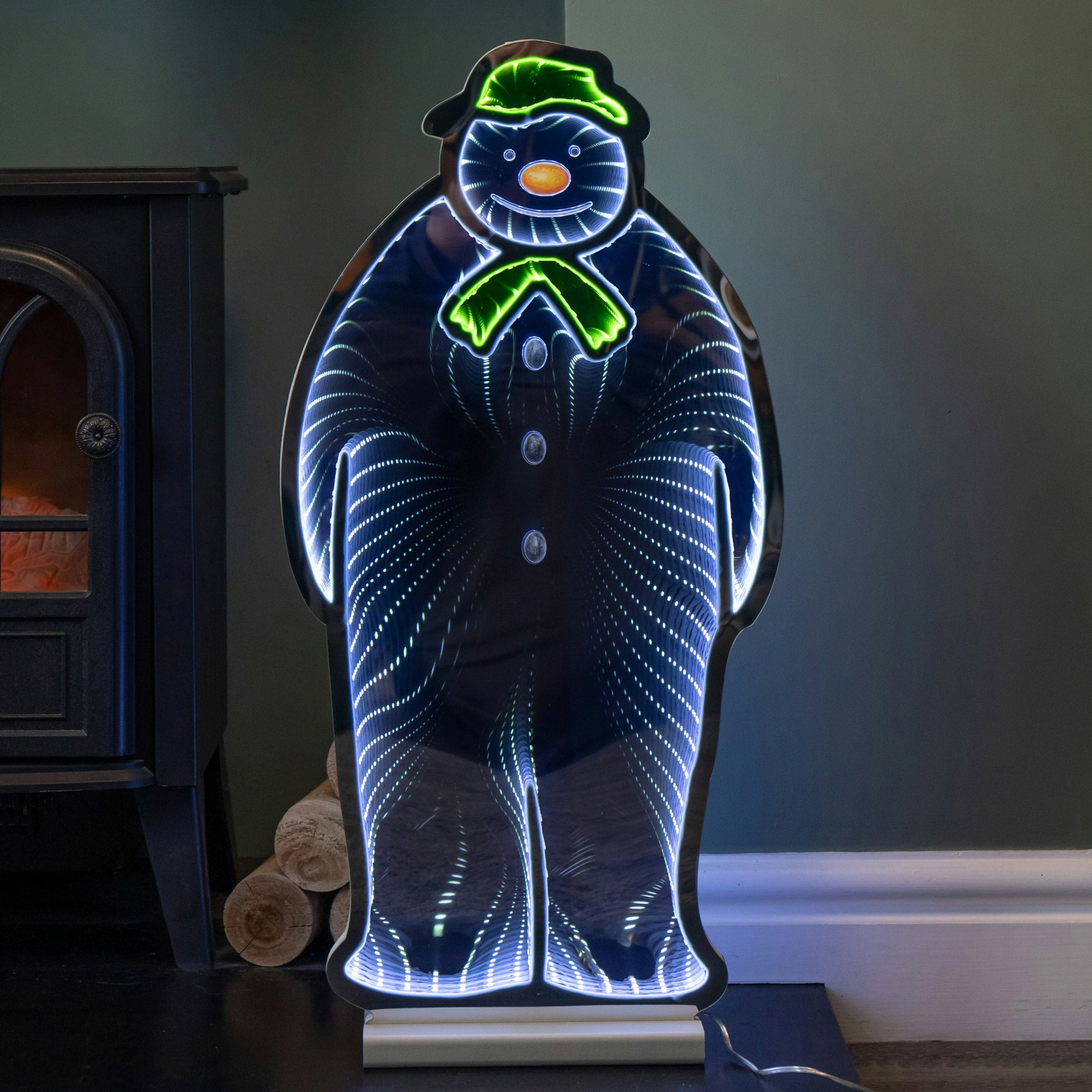 Samuel Alexander Unisex Multicolor 60Cm Led The Snowman Infinity Christmas Decoration With Wooden Base - Image 3