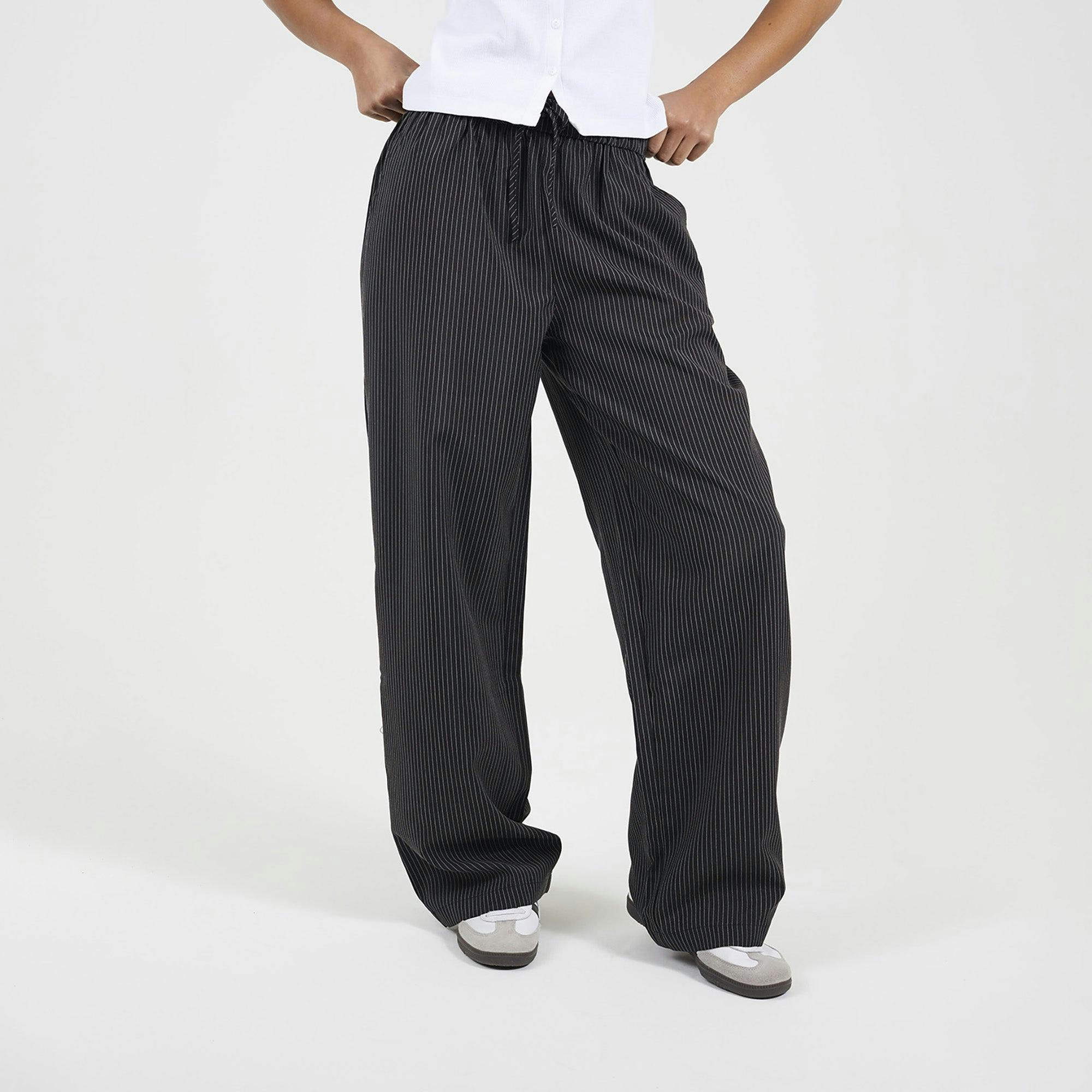 Brave Soul Black Stripe Straight Leg Suit Trousers - M