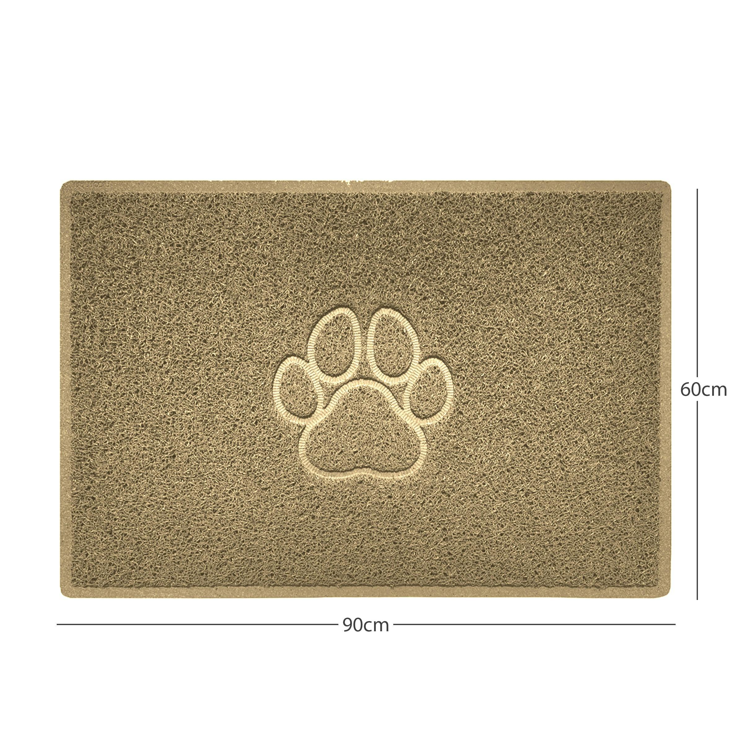 Rackhams Beige "Paw Print" Embossed Loofah Textured Spaghetti Door Mat - 90Cm X 60Cm - Yes (Suitable For Indoors)