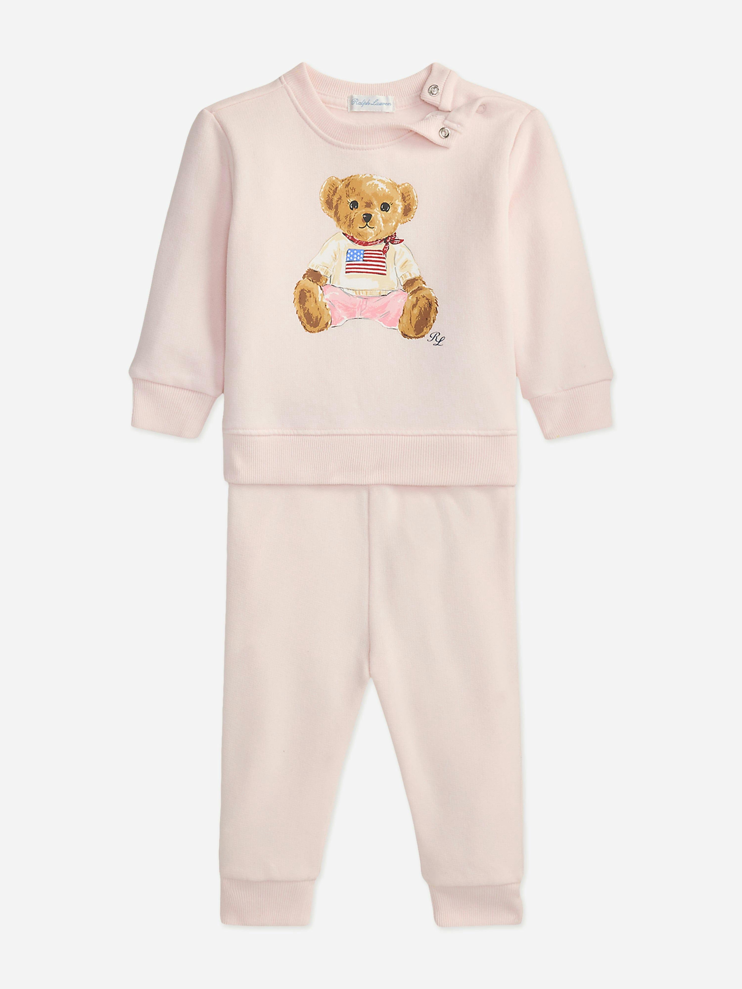 Ralph Lauren Kids Girls Pink Ralph Lauren Baby Polo Bear Tracksuit In - 24 Mths