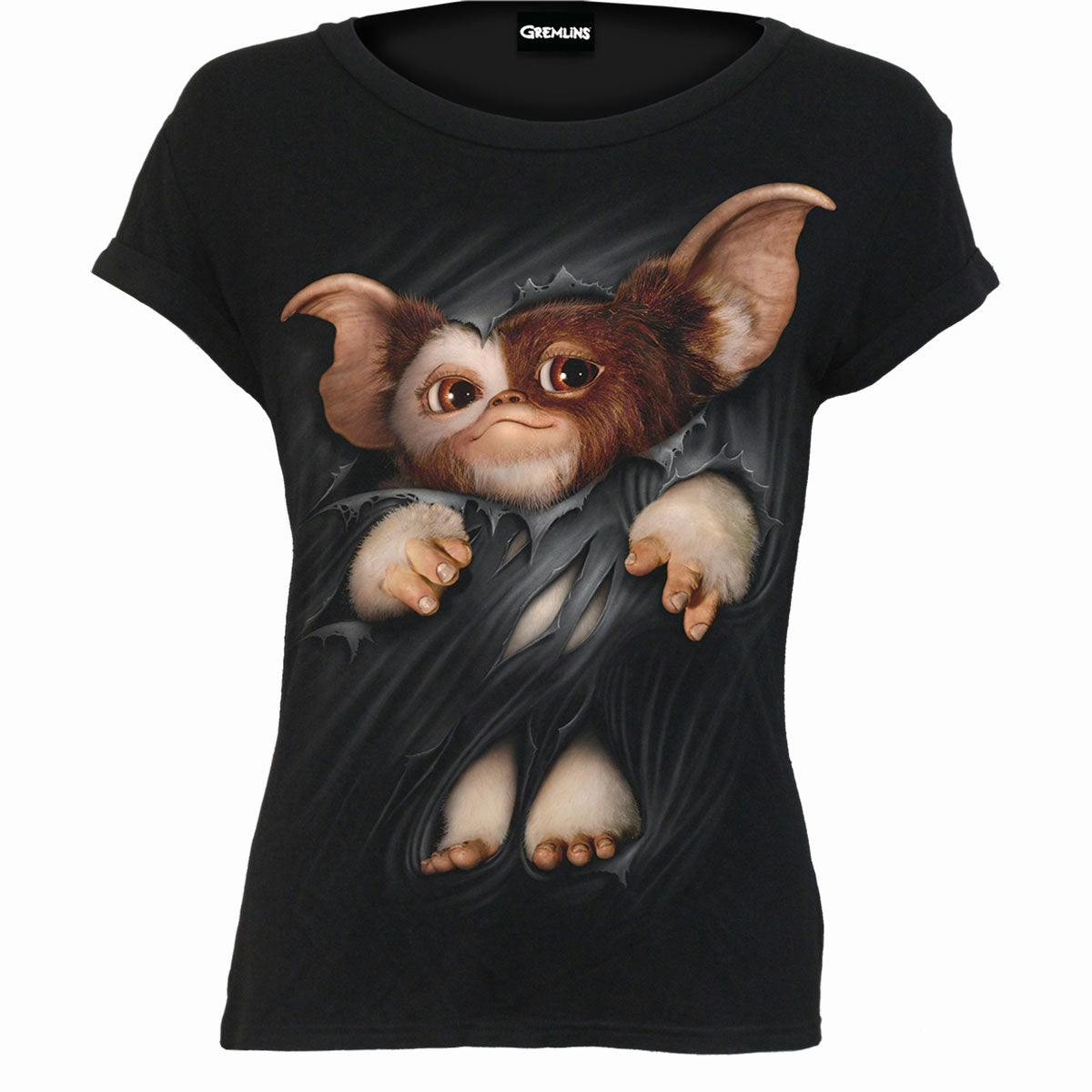Spiral Direct Black Gremlins - Gizmo - Boatneck Cap Sleeve Top - Xxl - Digital - Digital