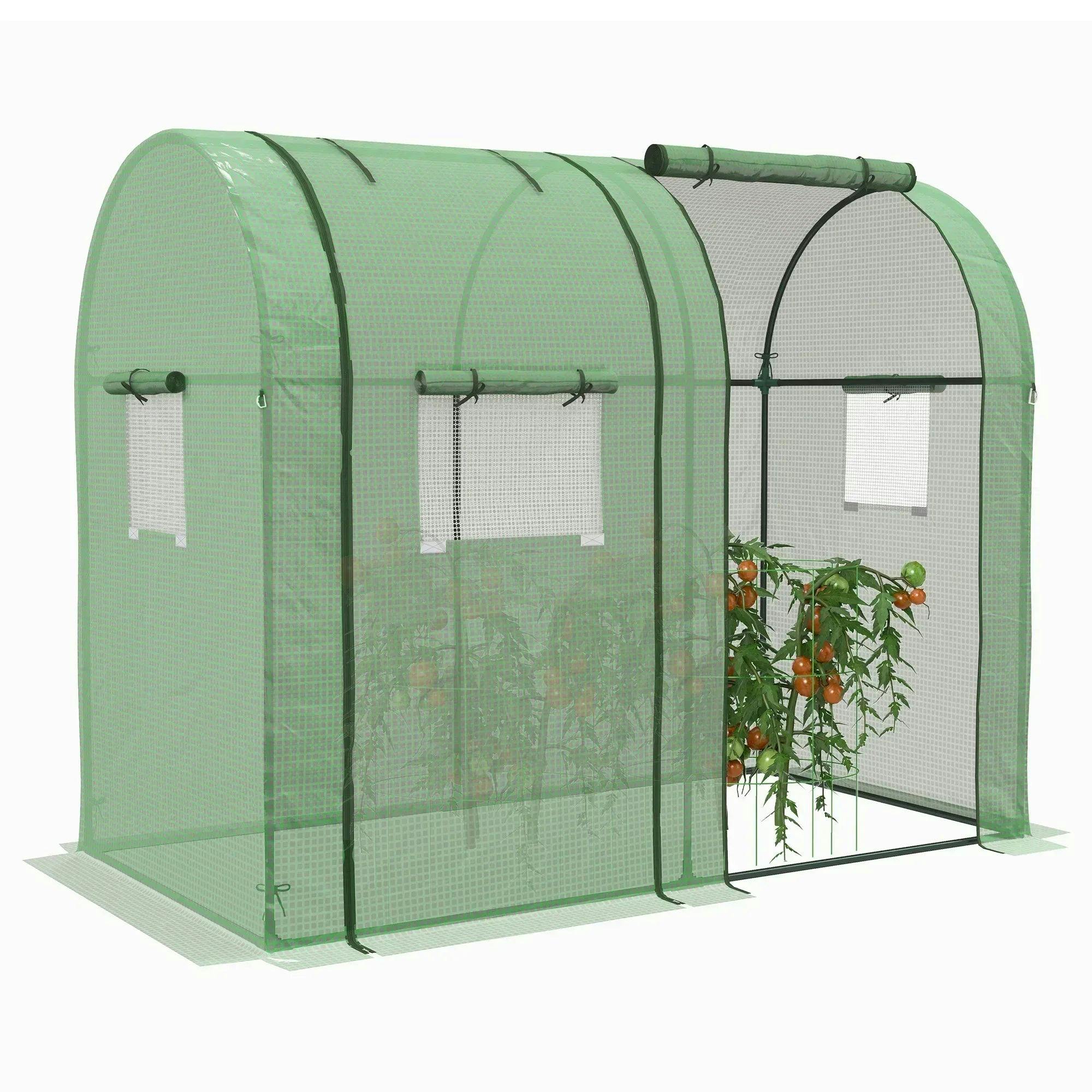 Outsunny Unisex Green Tomato House With 2 Roll-Up Doors & 4 Mesh Windows In - Image 7