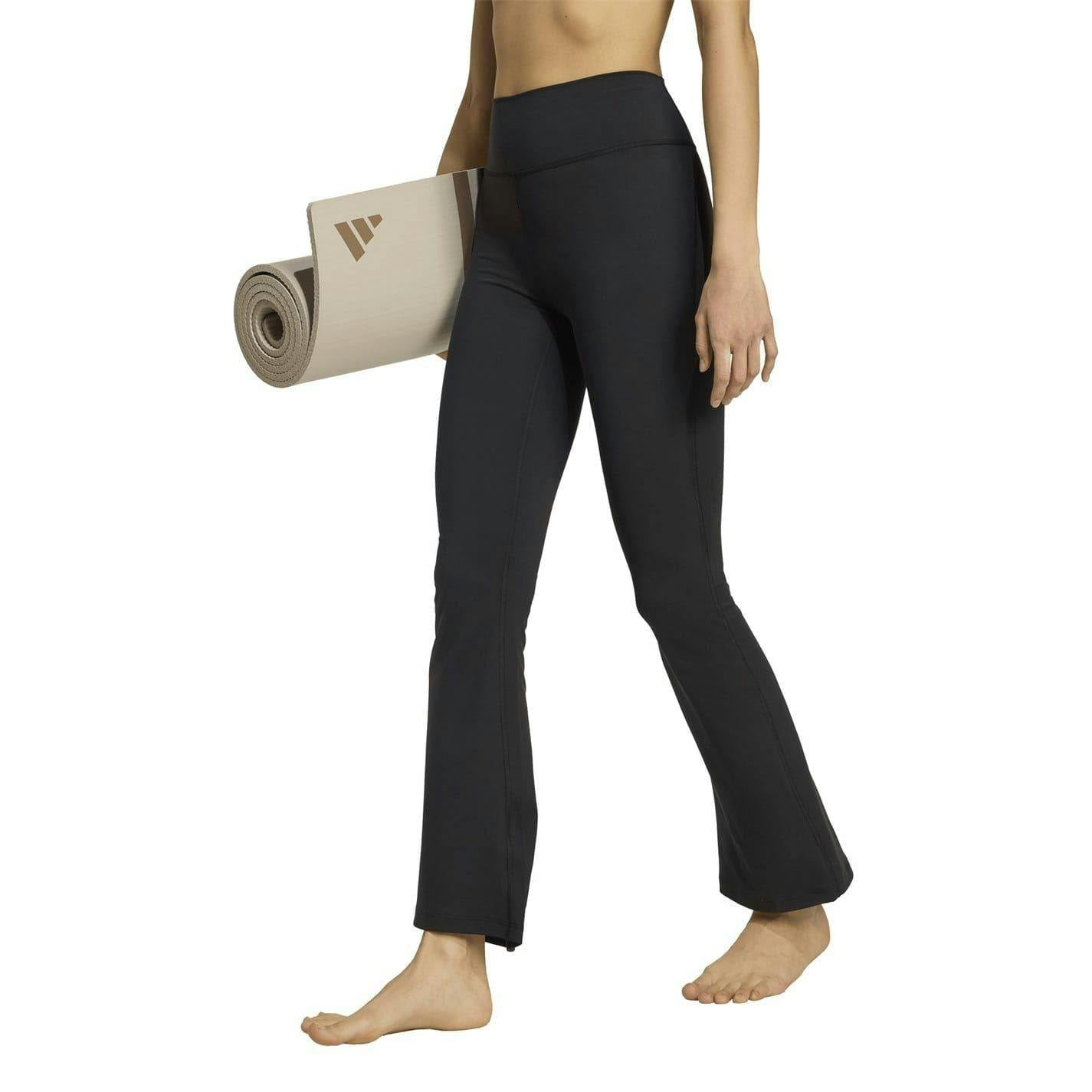 Adidas Women's Black / Essentials Flared Leggings - 14 Uk R - 85% Recycled Polyester/15% Elastane