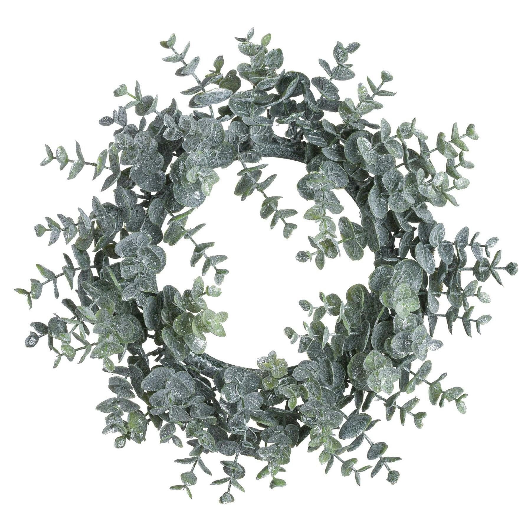 Rackhams Artificial Large Frosted Eucalyptus Candle Wreath