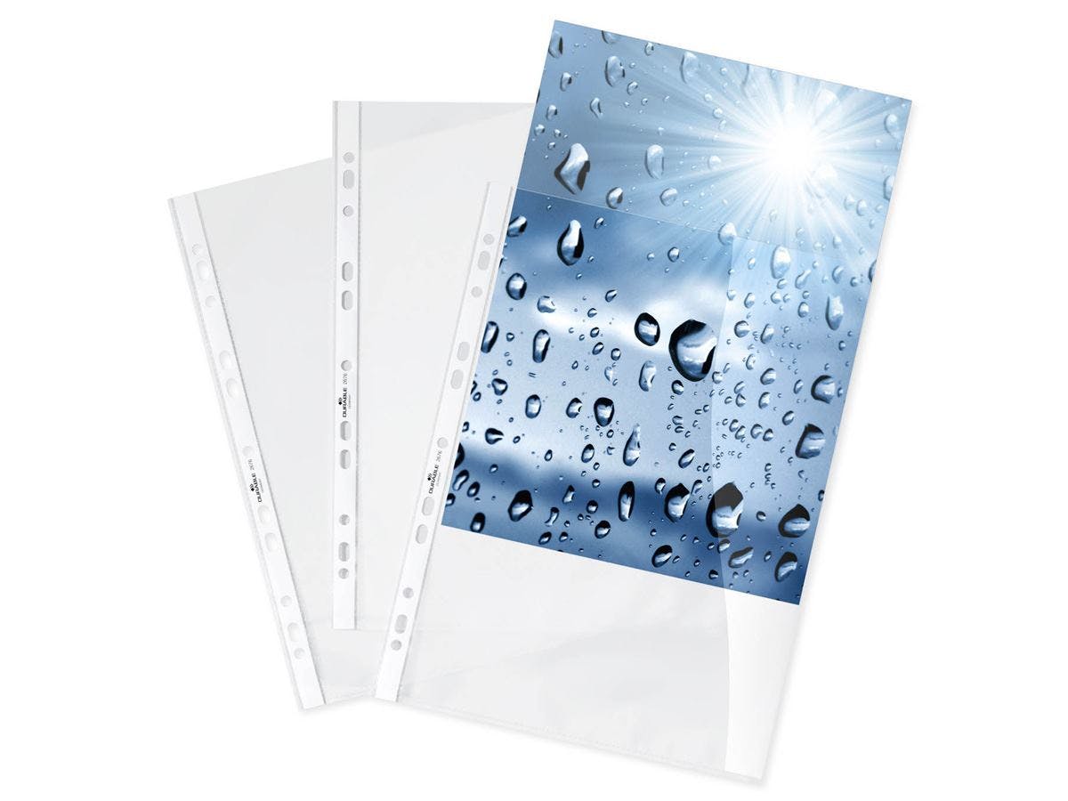 Rackhams Premium Punched Pockets Sleeve Wallets | 100 Pack | A4 Clear