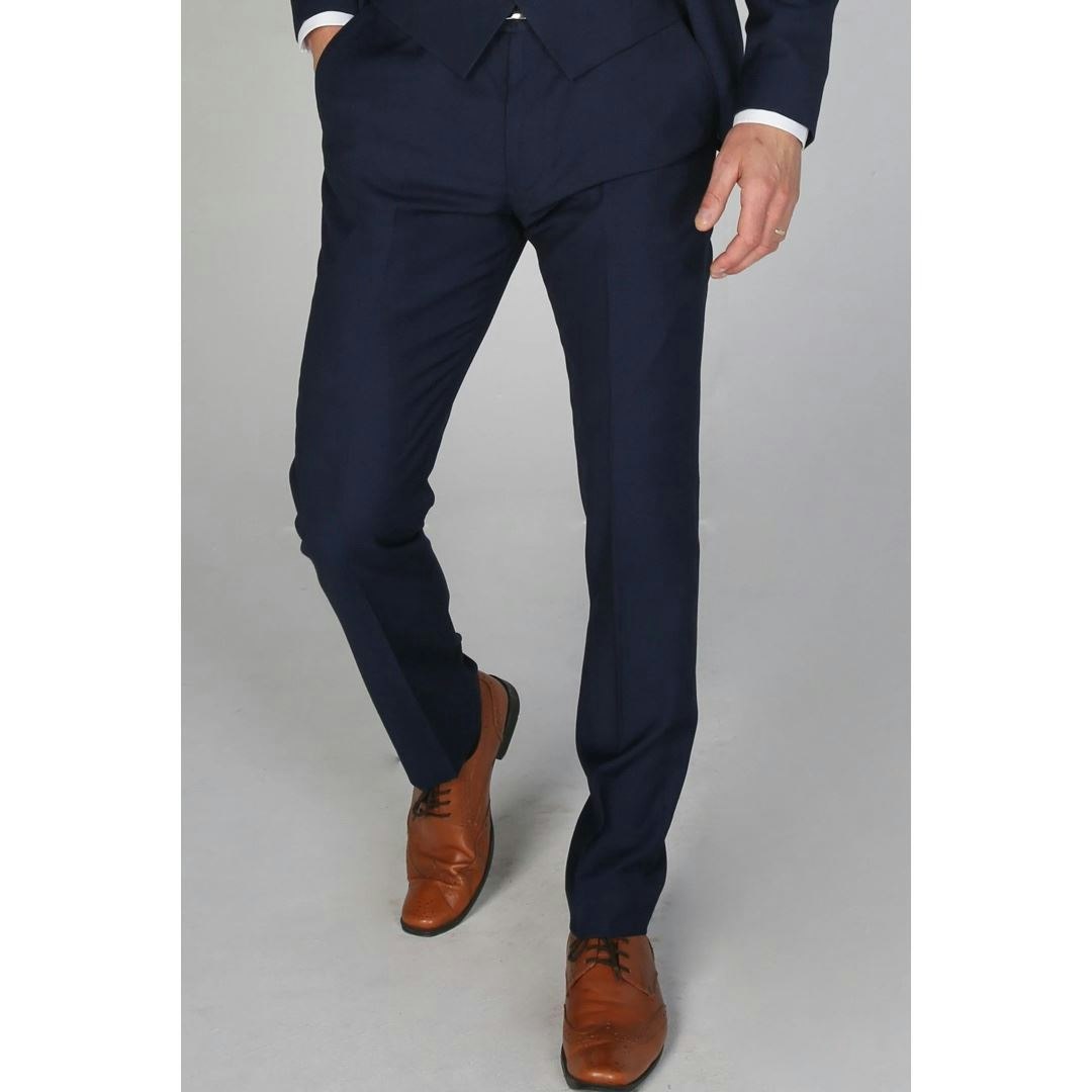Paul Andrew Men's Mayfair- Plain Navy Trouser - 46W 32L