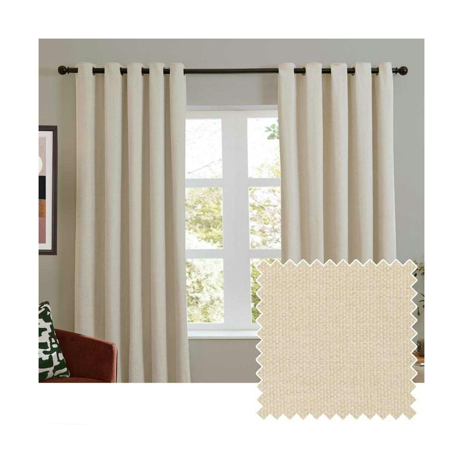 Furn Light Chenille Blackout Curtains - Ecru - 117Cm X 137Cm - Ecru - 100% Polyester