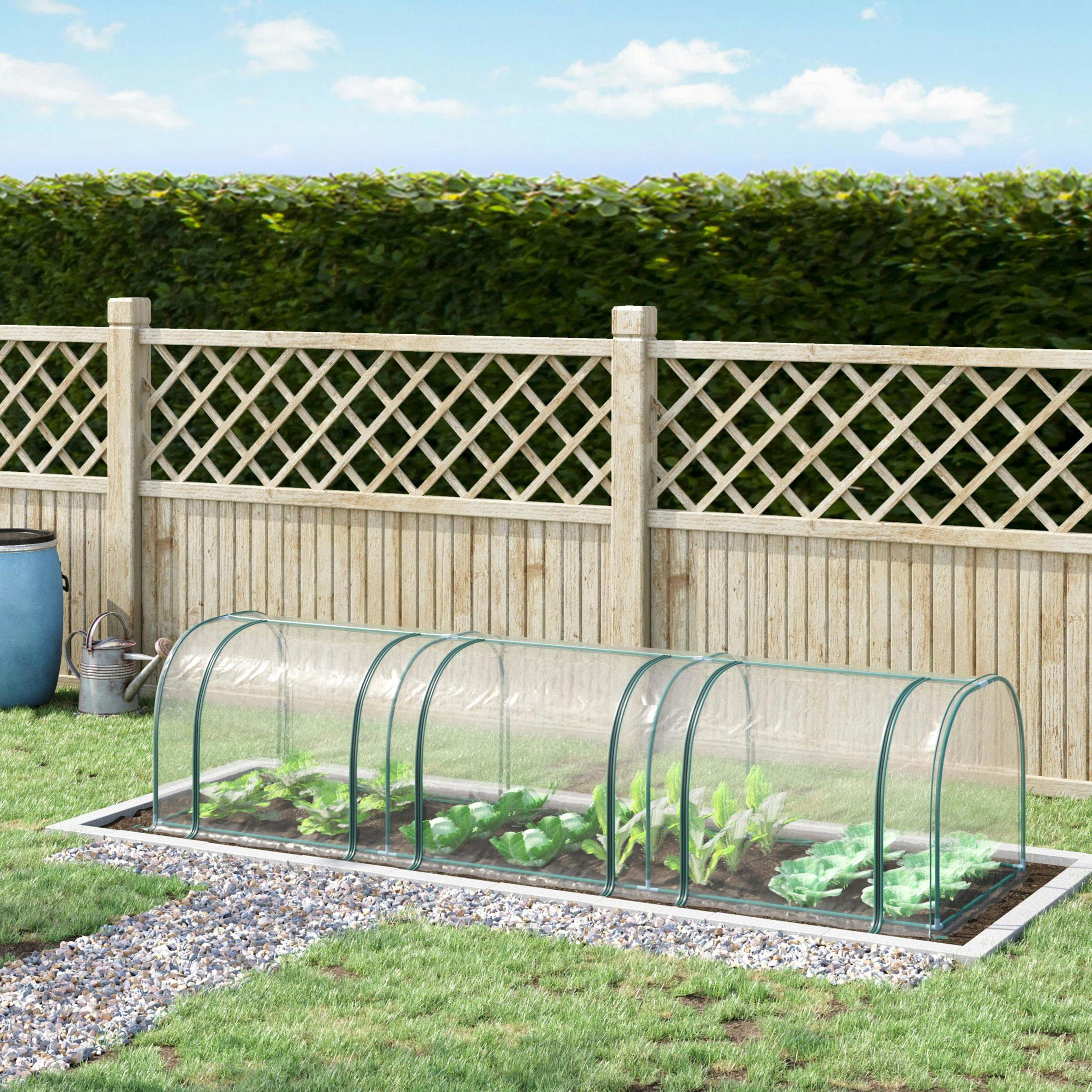 Rackhams Tunnel Greenhouse Steel Frame For Garden Backyard W/ Zipper Doors - Clear - 80H X 350W X 100Dcm