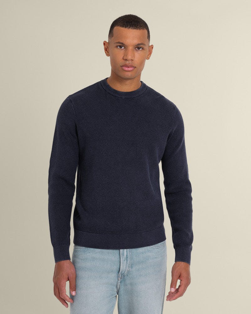 Larsson & Co Black Berkelse - Vintage Wash Crew Neck Jumper - S - Navy