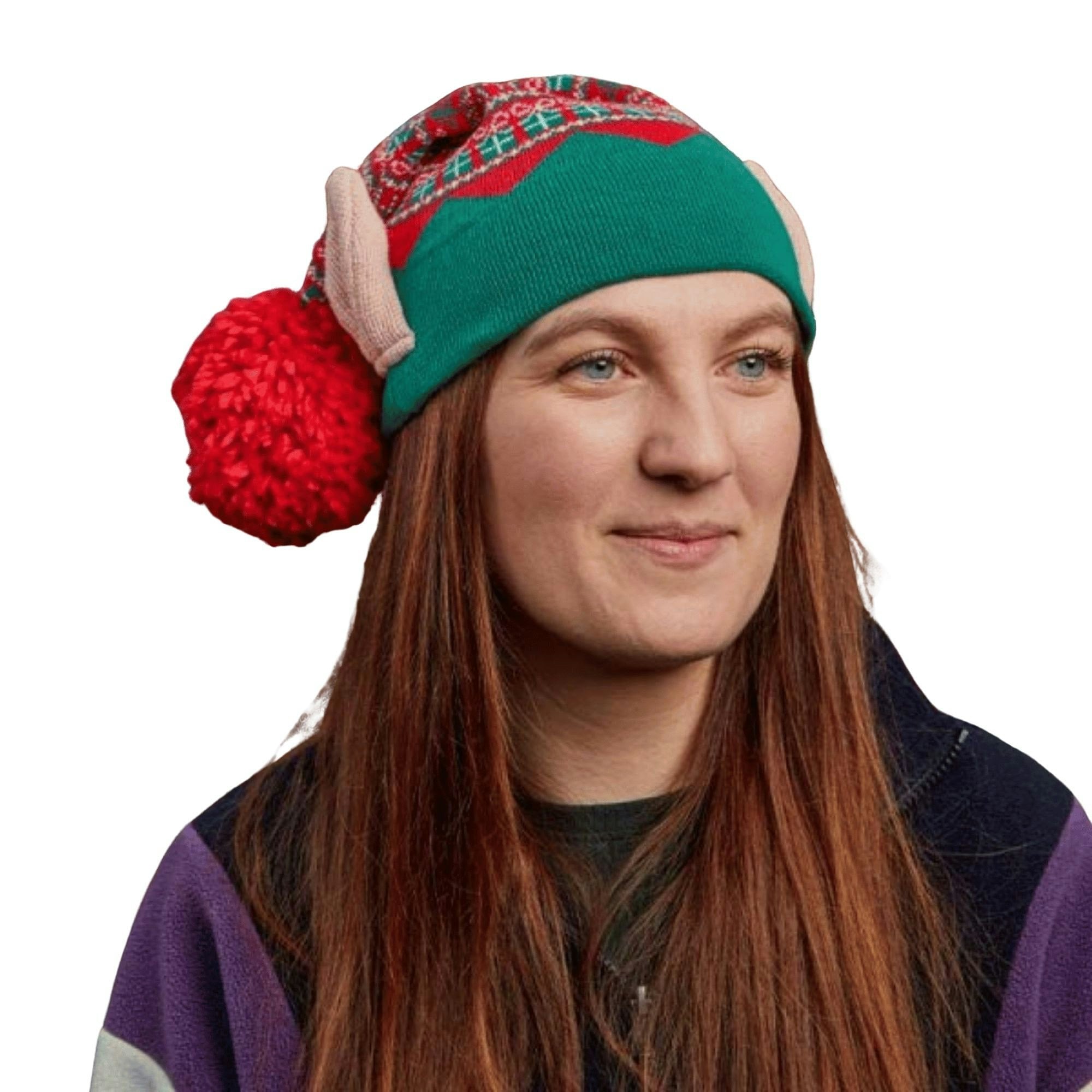 Samuel Alexander Unisex Red Luxury & Green Cotton Christmas Beanie Elf Hat - Image 2