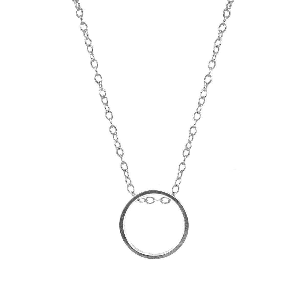 Anchor & Crew Silver Abbott Round Mini Geometric Necklace Pendant - L - 50Cm