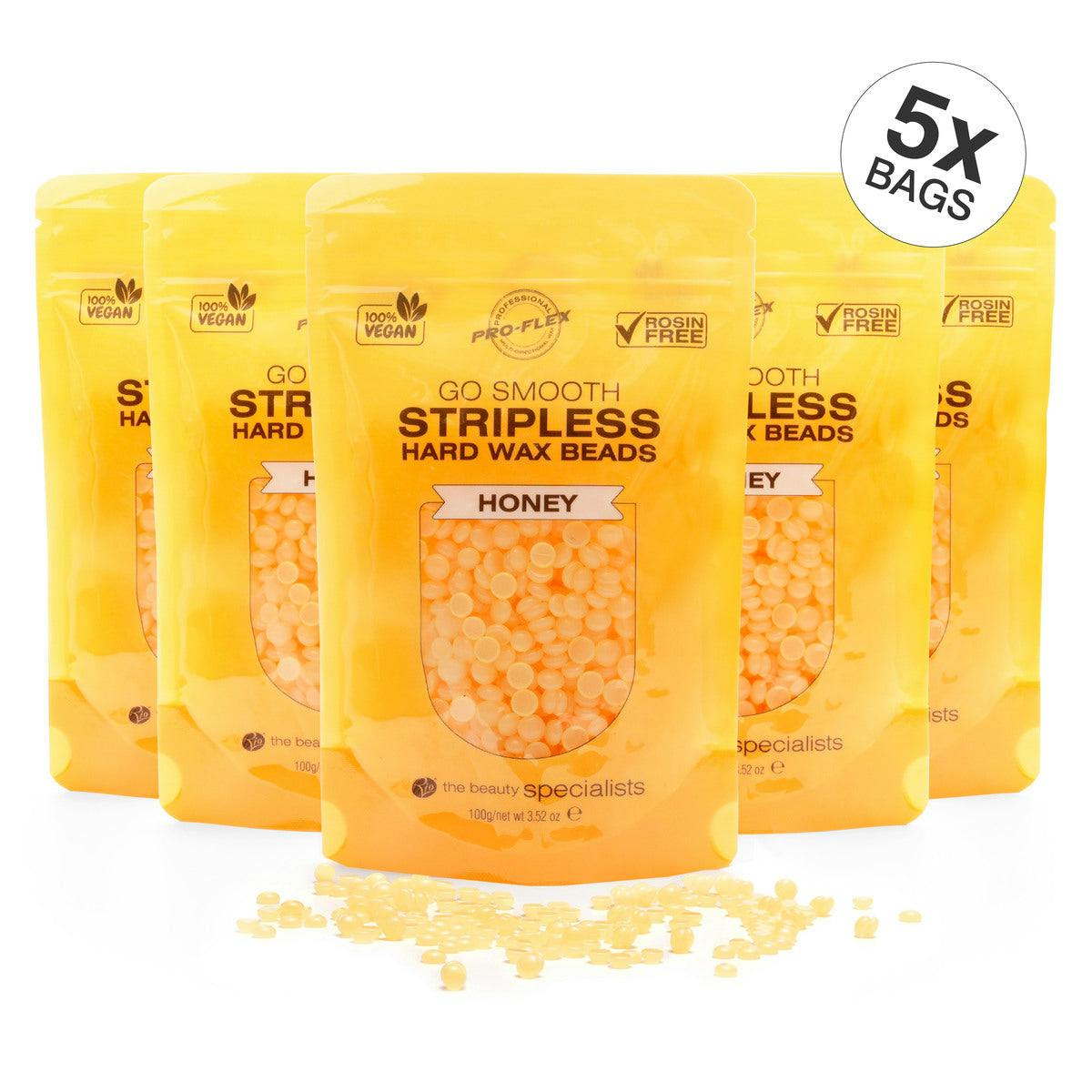 Rio Honey Go Smooth Stripless Hard Wax Beads (100G) - 5 X 100G - Honey