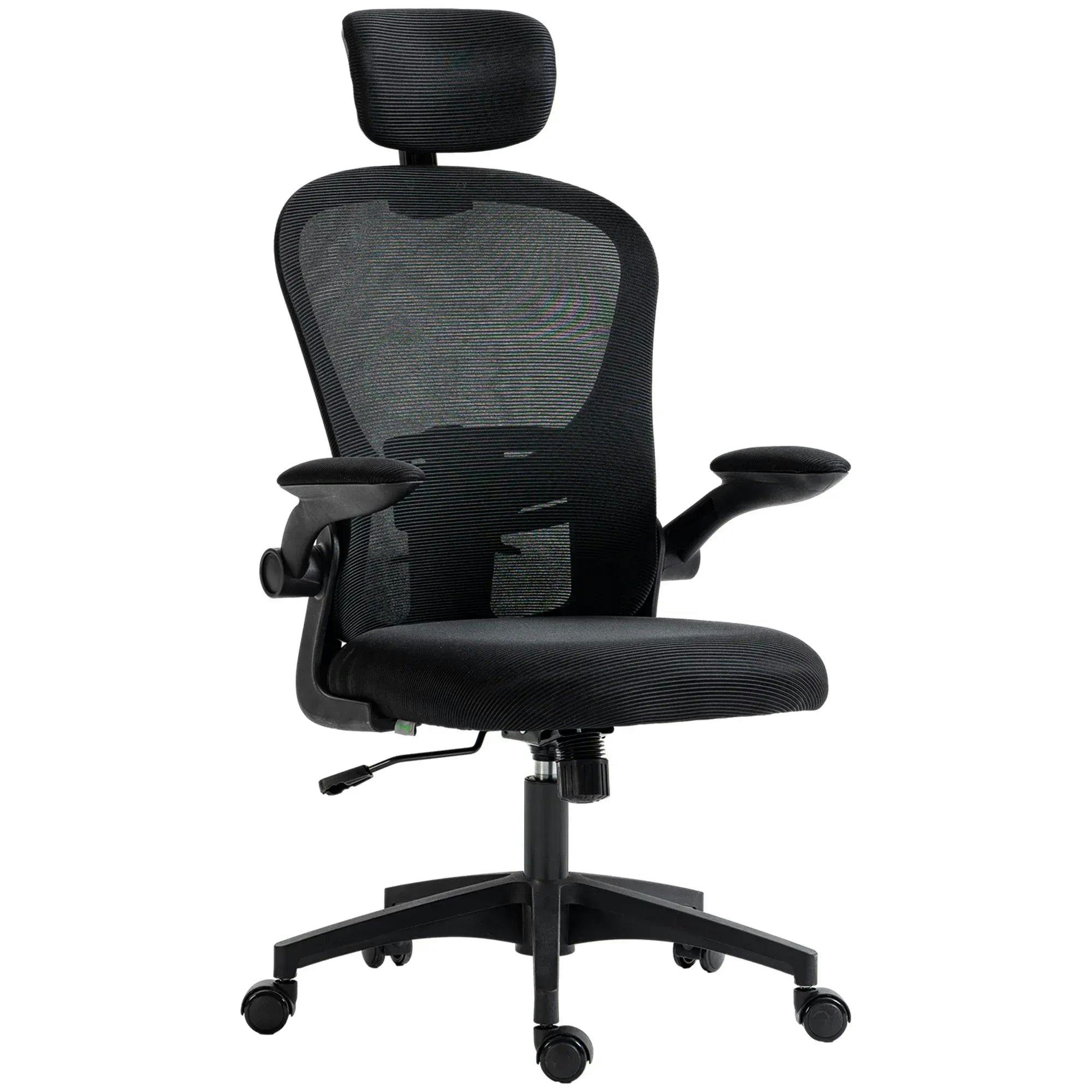 Vinsetto Mesh Office Chair with Headrest - 4D Lumbar Support - Adjustable Seat Height - Black - Image 3