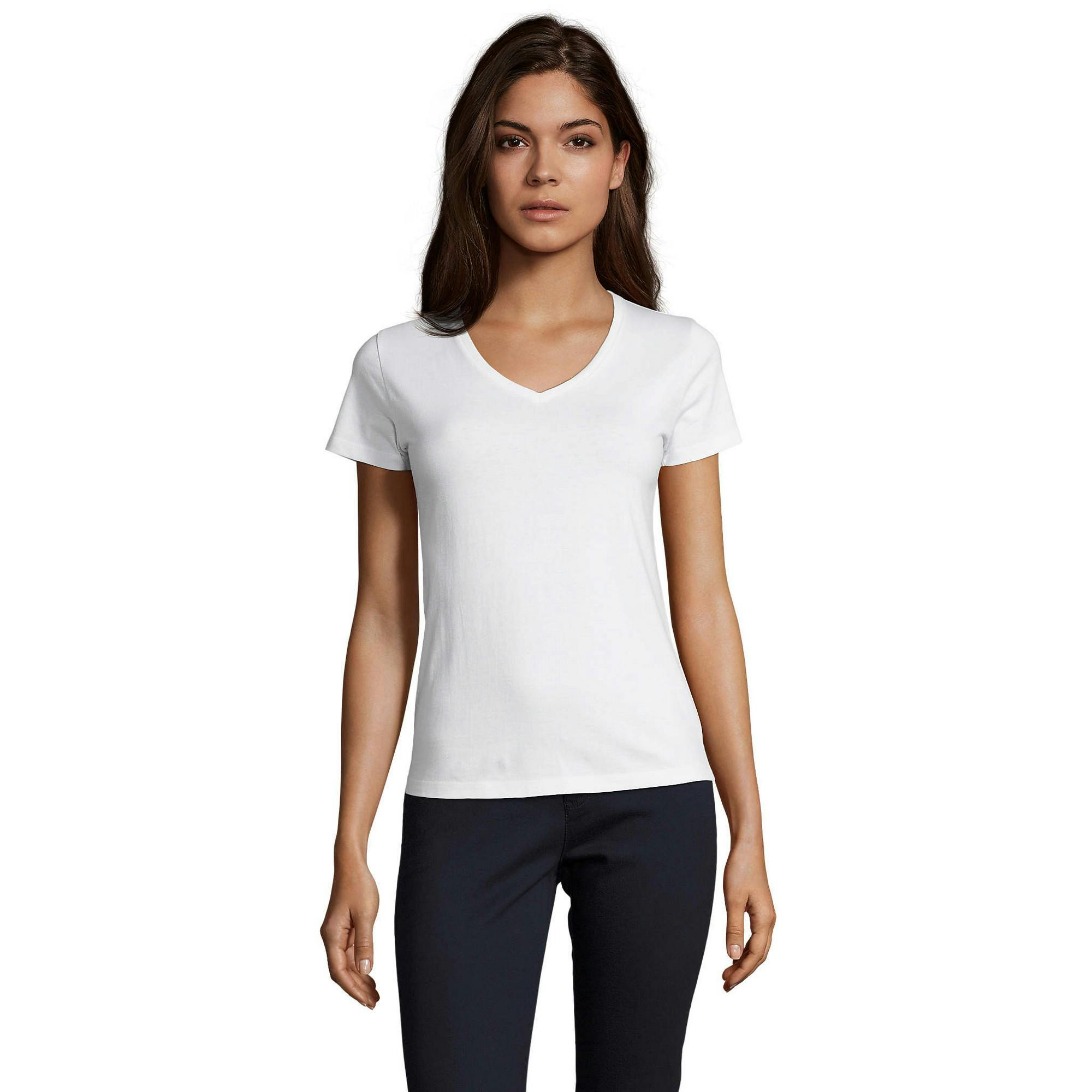 SOLS Womens/Ladies Imperial V Neck T-Shirt (White) - Size Small - Image 2