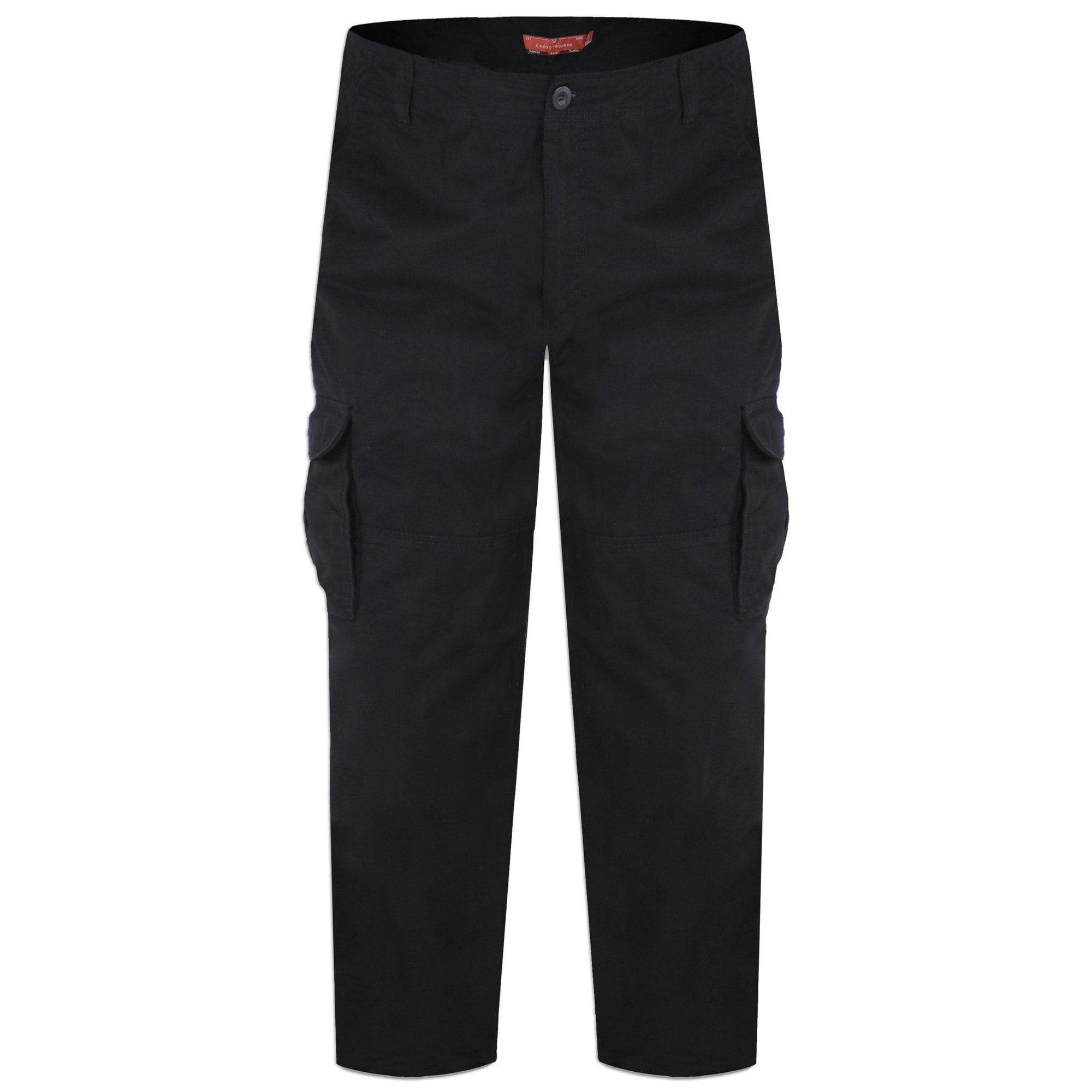 Duke Men's Black D555 Robert Peached Washed Cargo Trousers - 56L