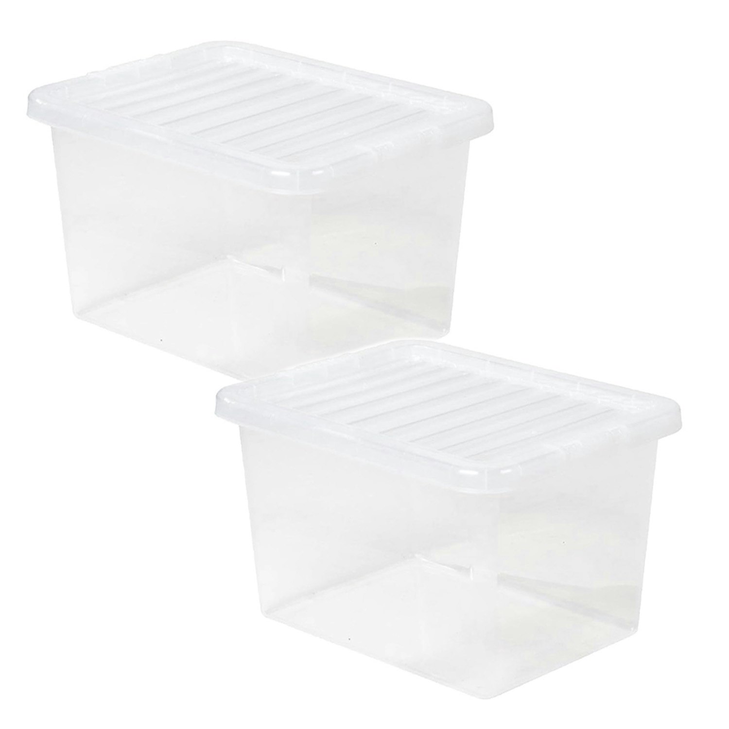 Storm Trading Group Heavy Duty Multipurpose Home Office Clear Plastic Storage Containers With Lids - 20 Litre - 3 X