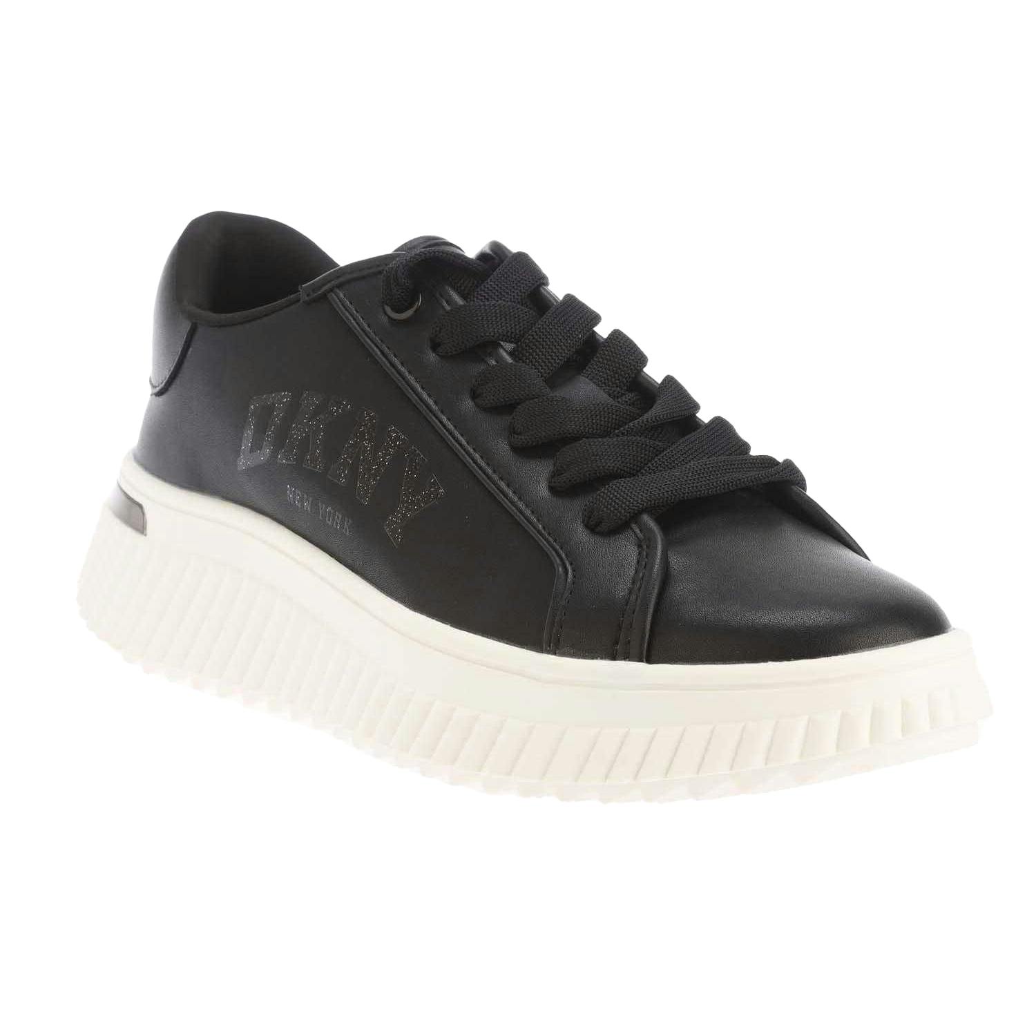 Dkny Women's Black / Larissa Leather Lace Up Trainers - 5 Uk - 100% Mixed