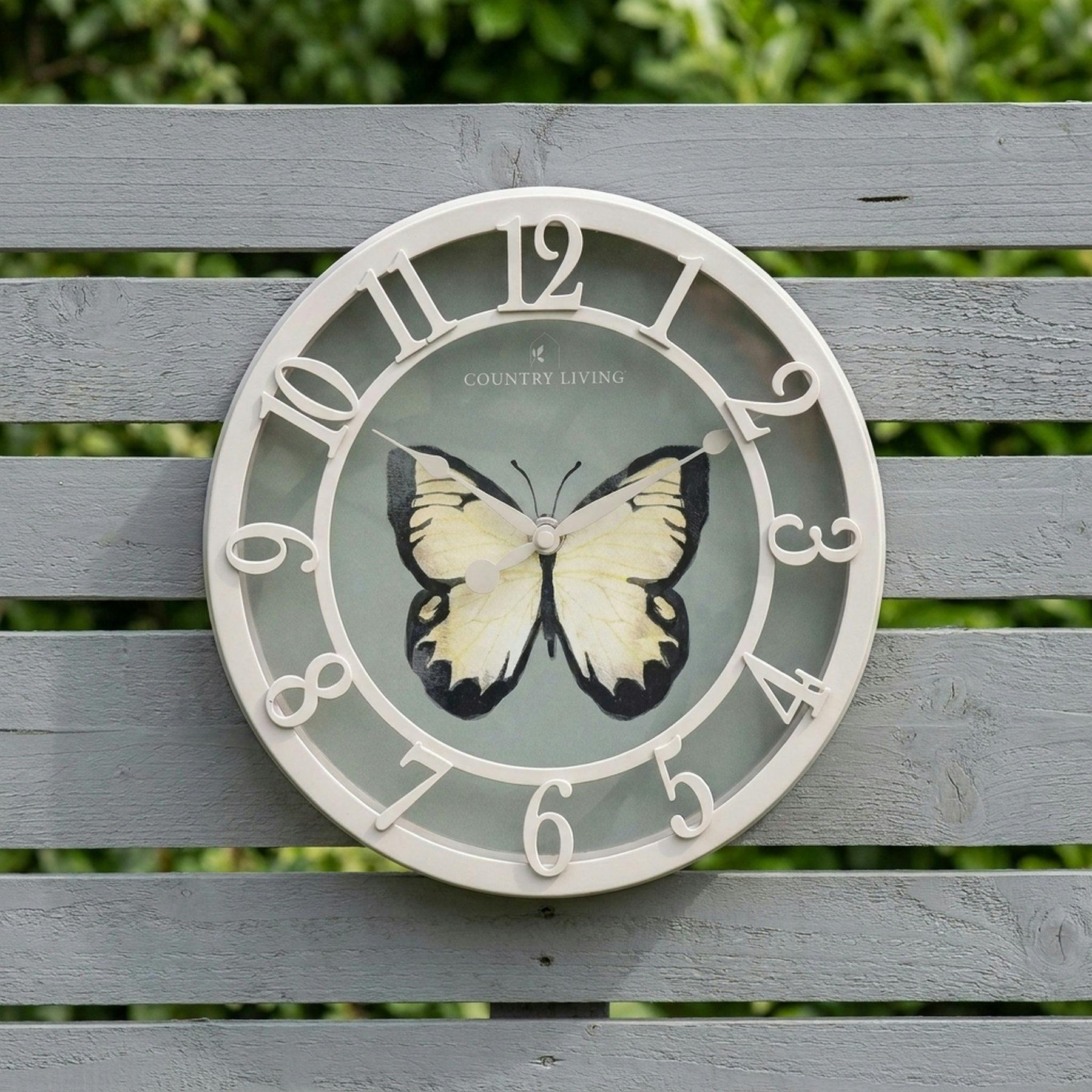 Rackhams Grey/Light Outdoor Clock - Butterfly - Image 5
