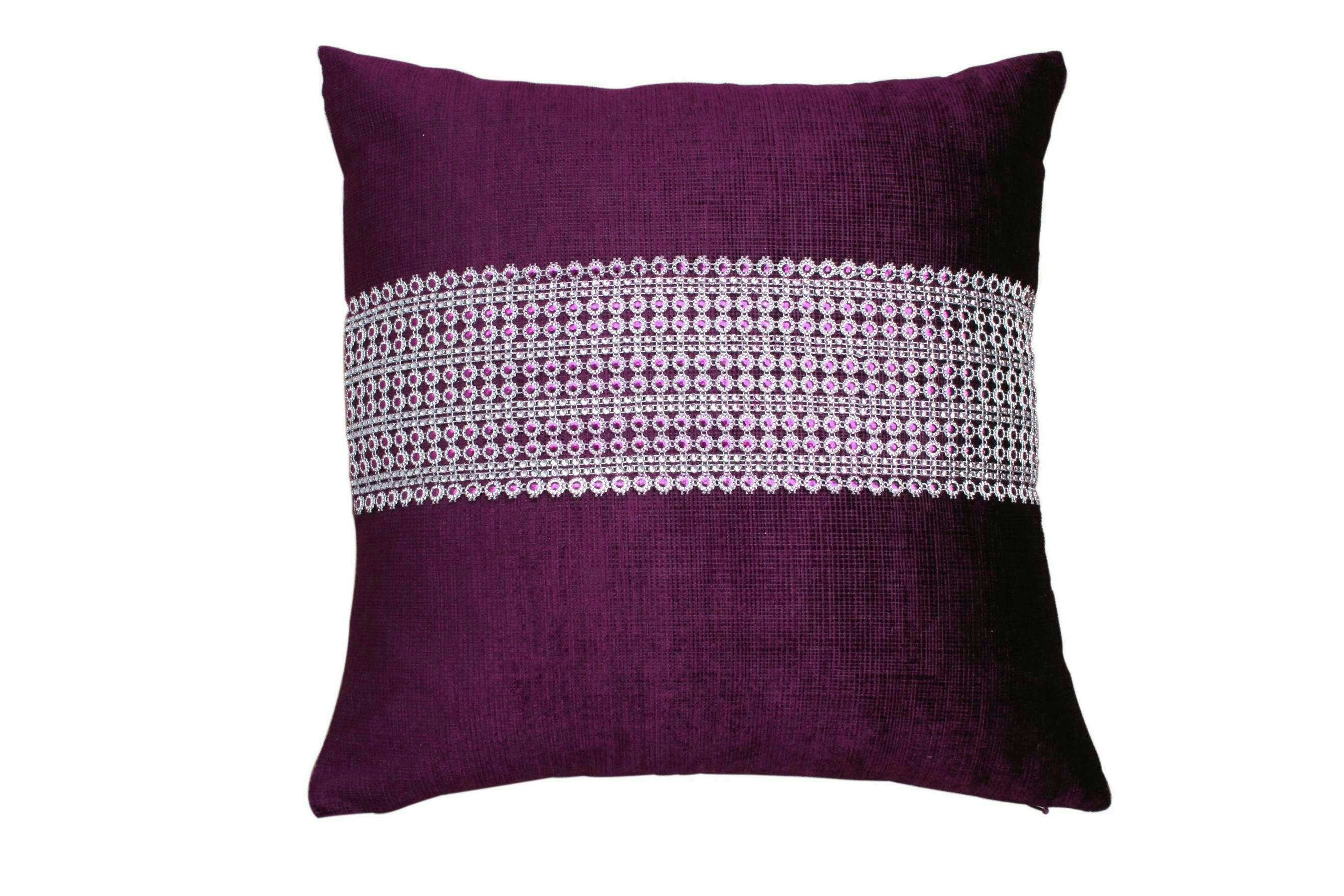 Rackhams Light Glam Chenille Cushion - 43Cm X 43Cm - Aubergine
