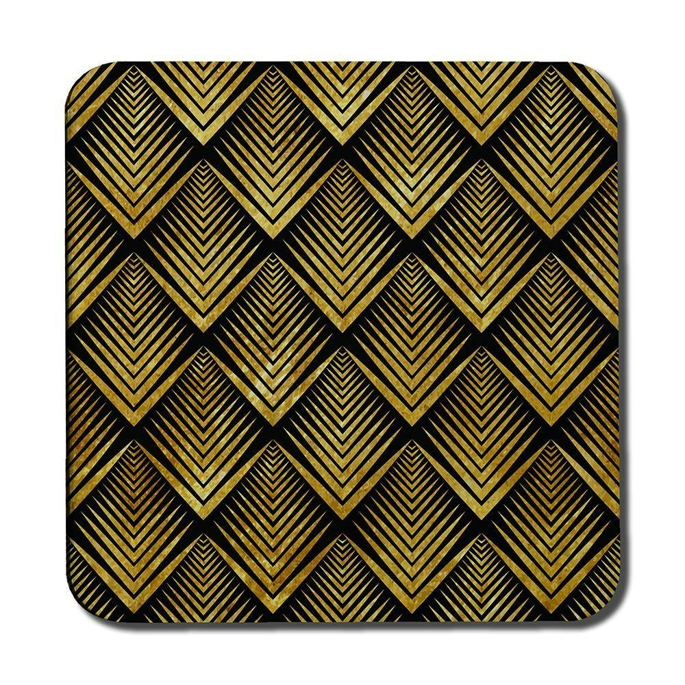 Benjamin Tate Design Golden Geometric Flower Pattern (Coaster)