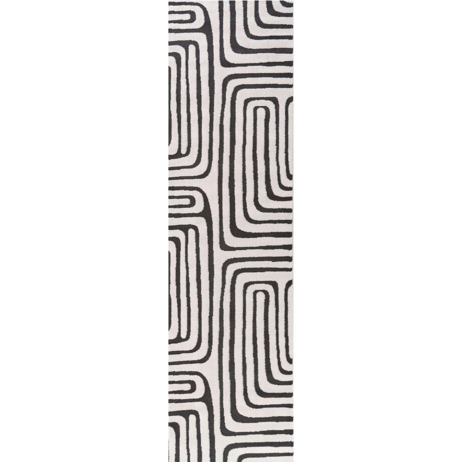 Rackhams Dark/Grey Loft Geometric Rug - 80X300 Cm