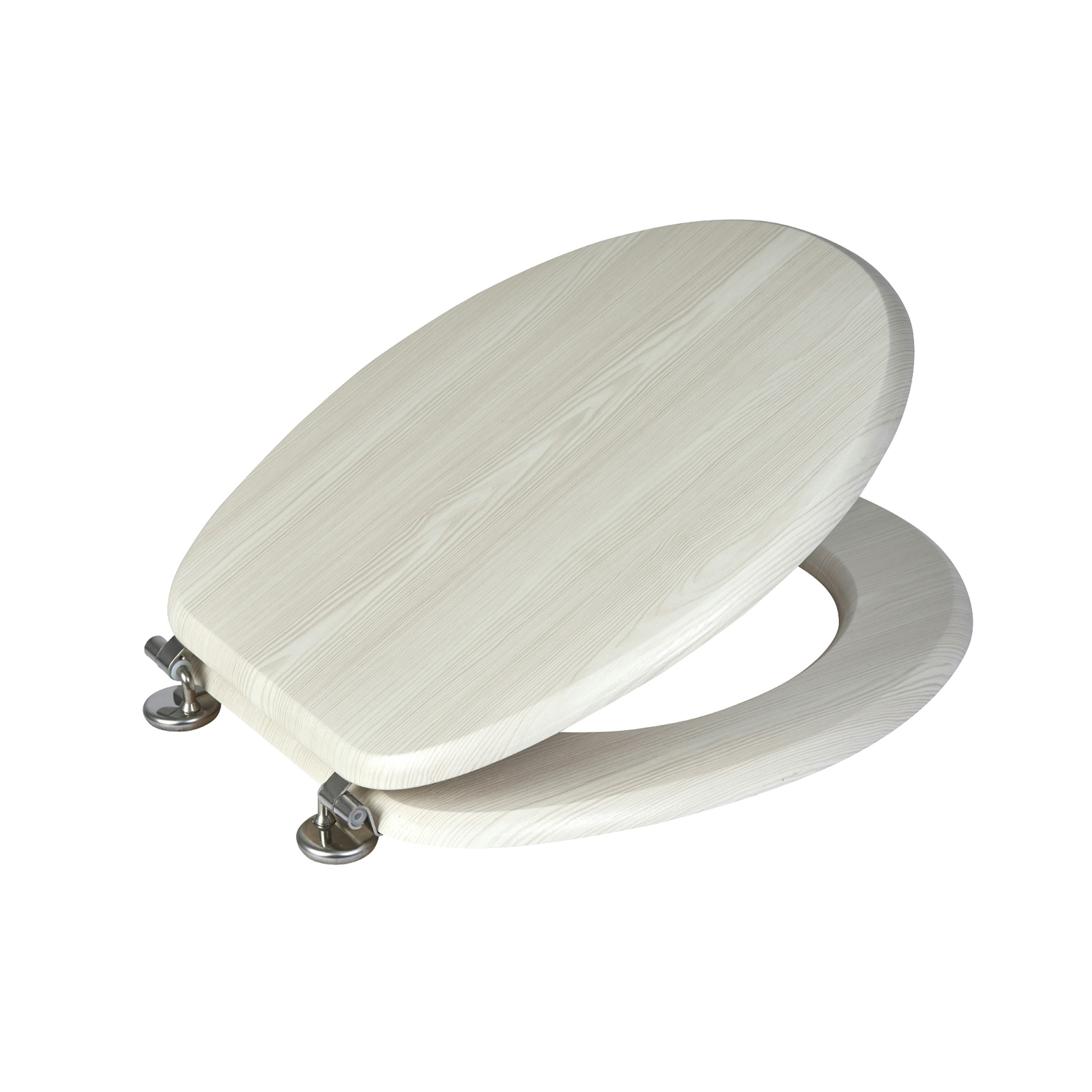 Rackhams White Oxford Oak Wooden Toilet Seat