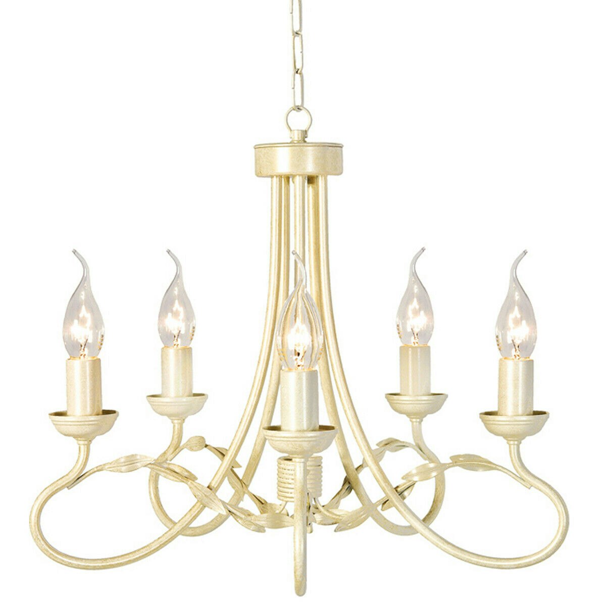 Loops Light/Ivory/Gold Bulb Chandelier Hanging Pendant Led E14 60W Bulb Size 5