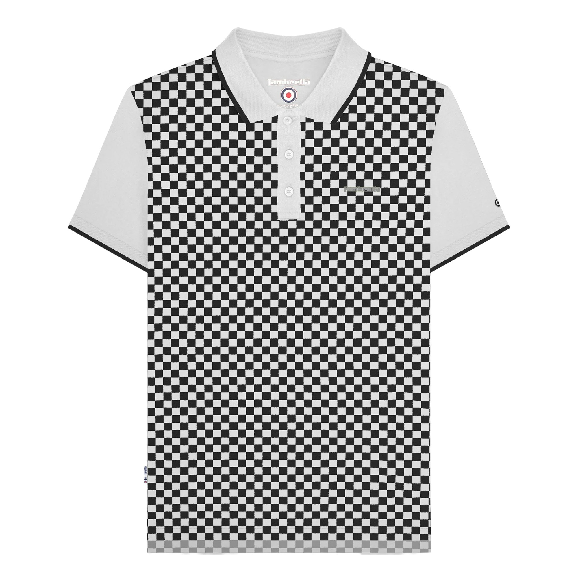Lambretta Men's White Two Tone All-Over Print Polo Shirt - Medium