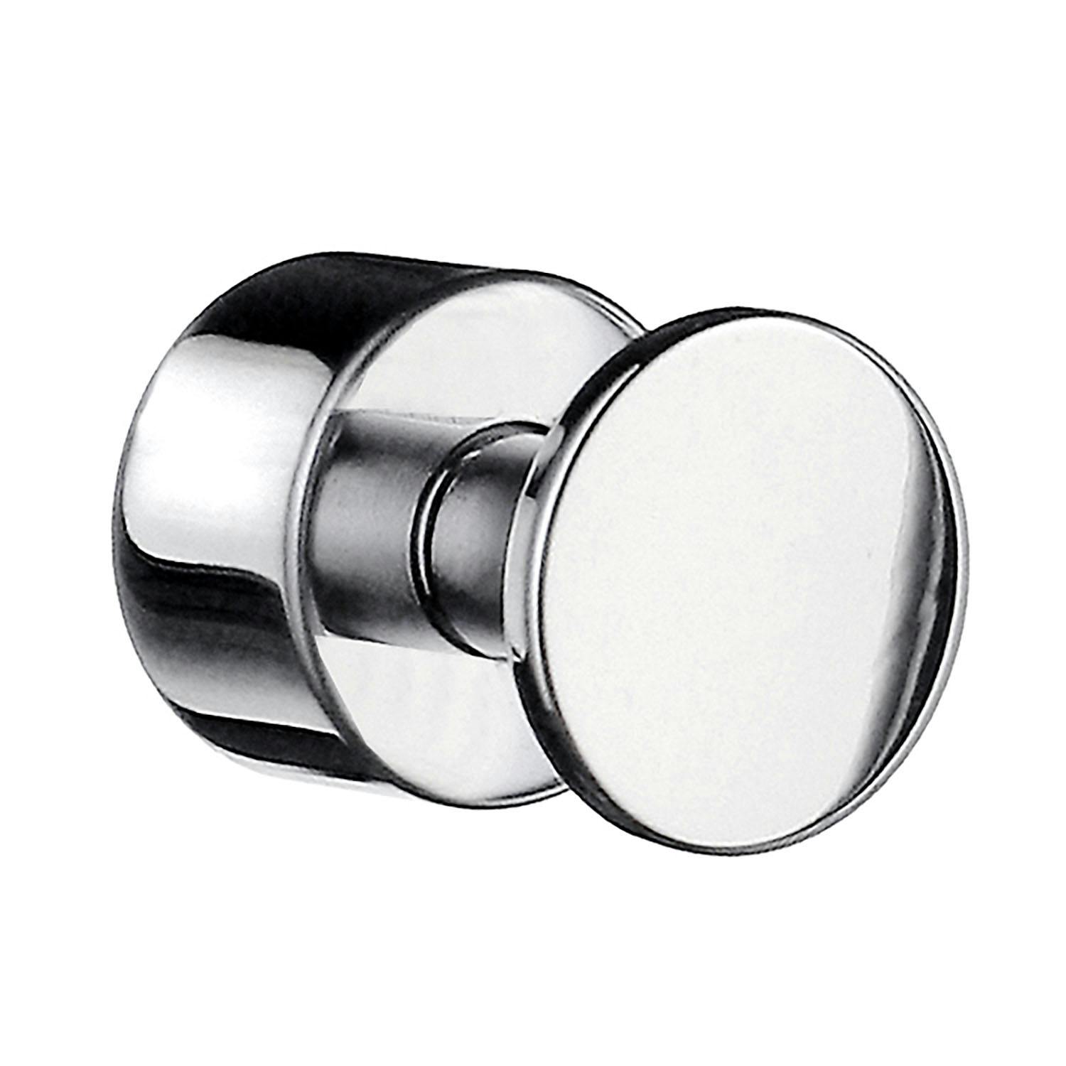 Rackhams Pair Of Polished Chrome Towel Hooks (19Mm) Wall Mounted Bathroom Storage Round Robe Hooks Clothes Hanger Coat Peg